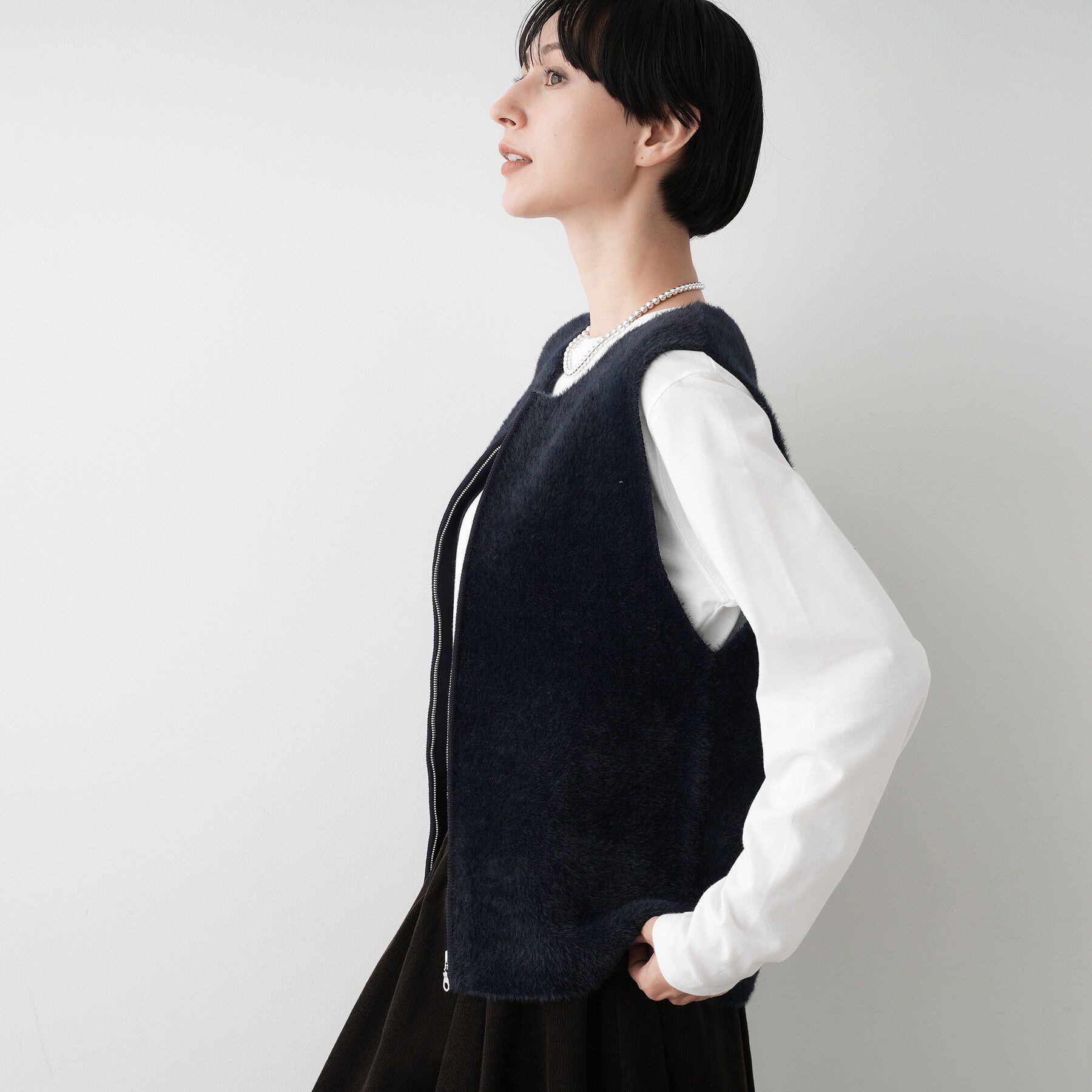 Dessin「【洗える】ファーヤーンジップジレ」|ベスト・ジレ|