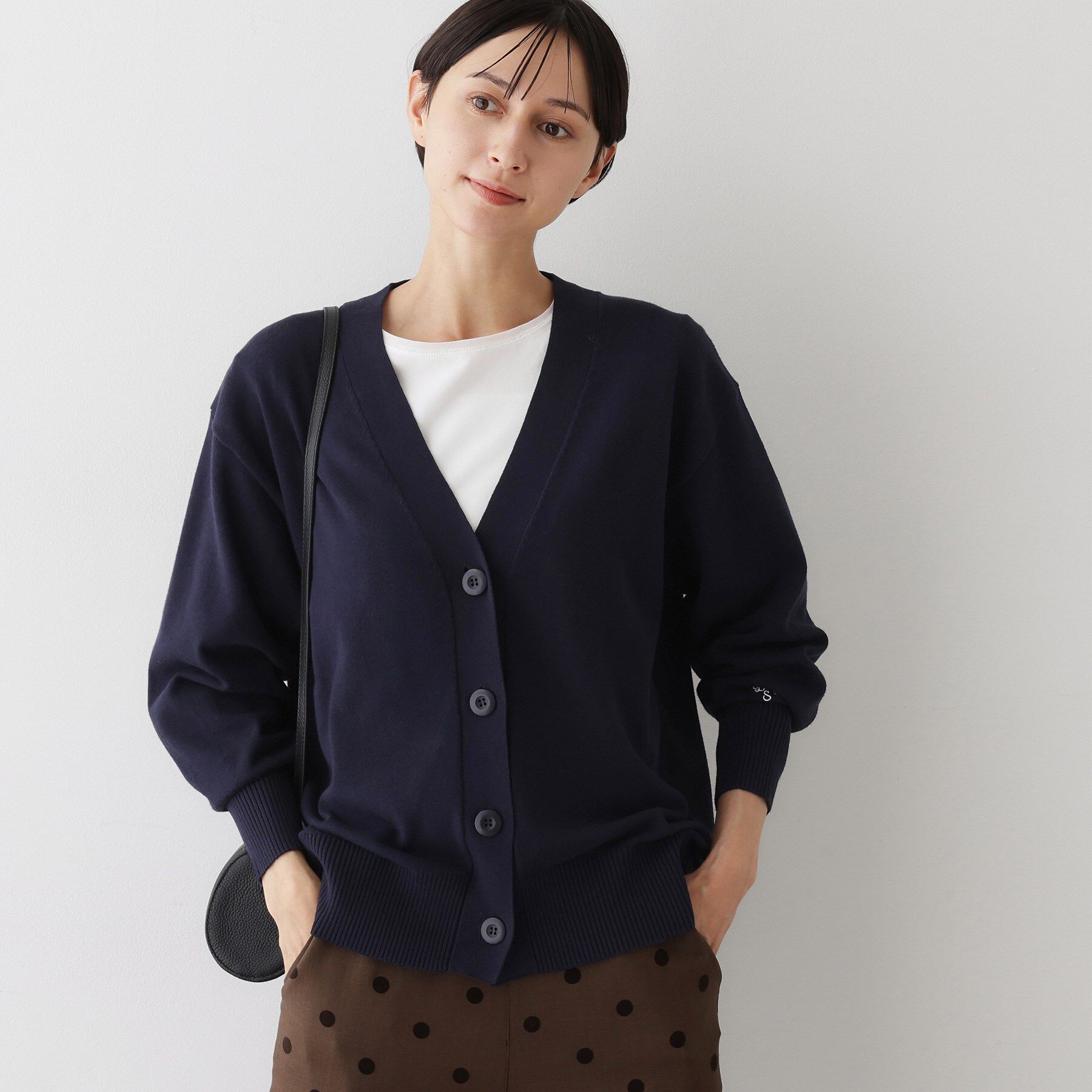 Dessin「【洗える】ジャカード編みVネックカーディガン」|カーディガン|ネイビー(094)