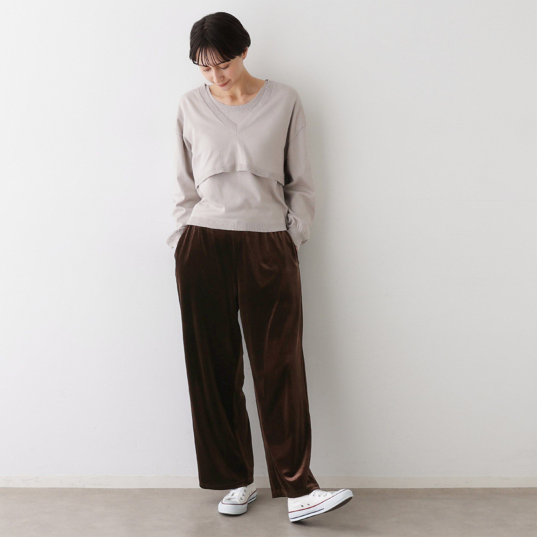 Dessin「【ウエストゴム/洗える】ベロアイージーパンツ」|その他|