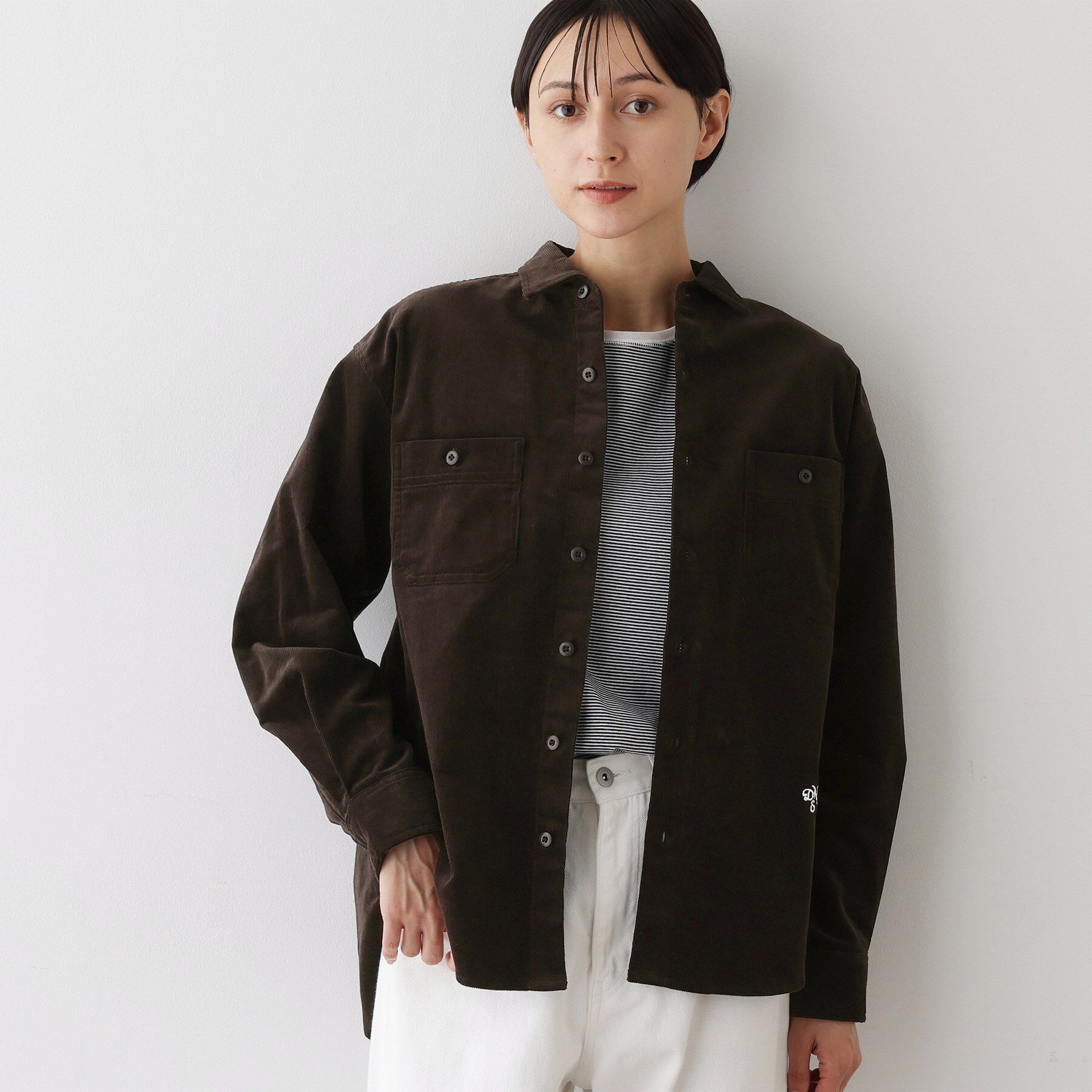 Dessin「【ユニセックス/セットアップ可】コーデュロイシャツ」|シャツ・ブラウス|ブラウン(044)