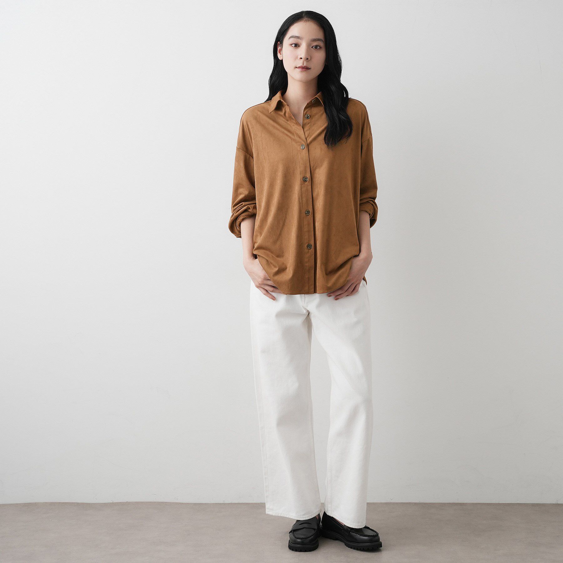 Dessin「【洗える】ストレッチスウェードライクシャツ」|シャツ・ブラウス|