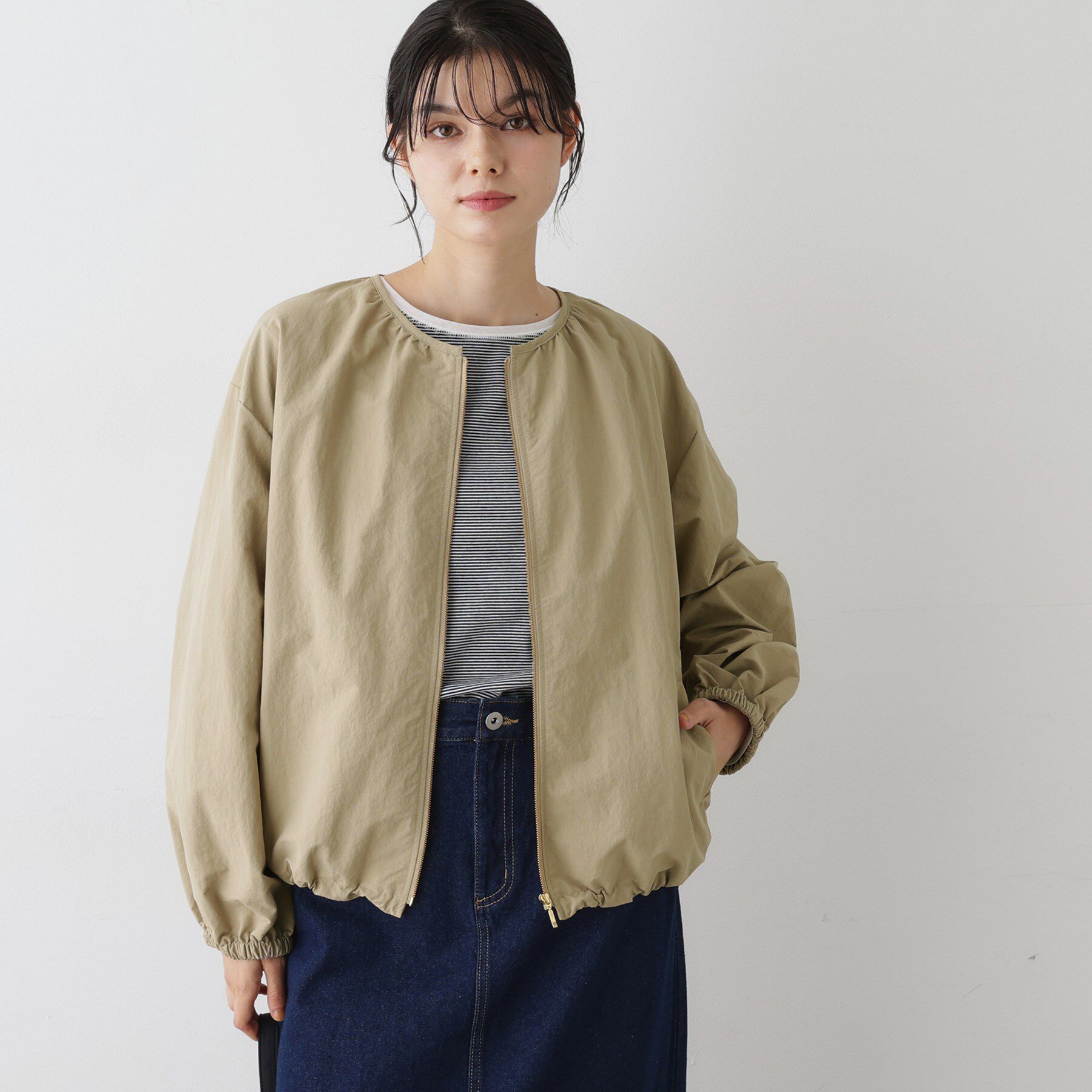 Dessin「【撥水・洗える】クルーネックブルゾン」|ブルゾン・スタジャン|