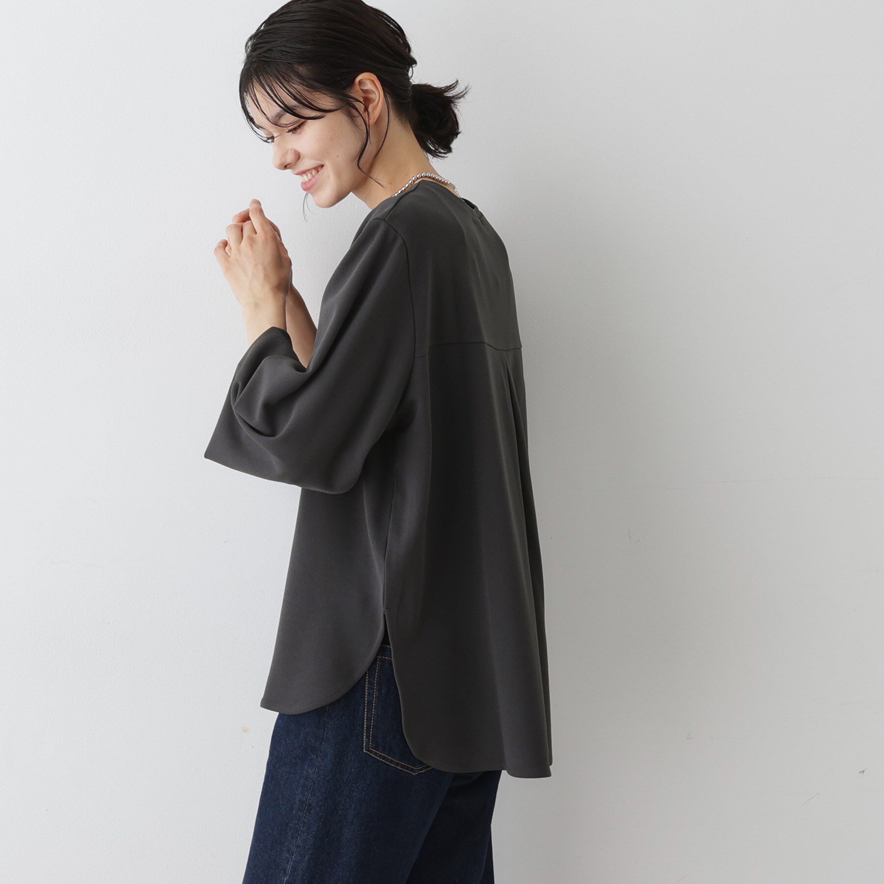 Dessin「【体型カバー・洗える】ドロップショルダーブラウス」|シャツ・ブラウス|