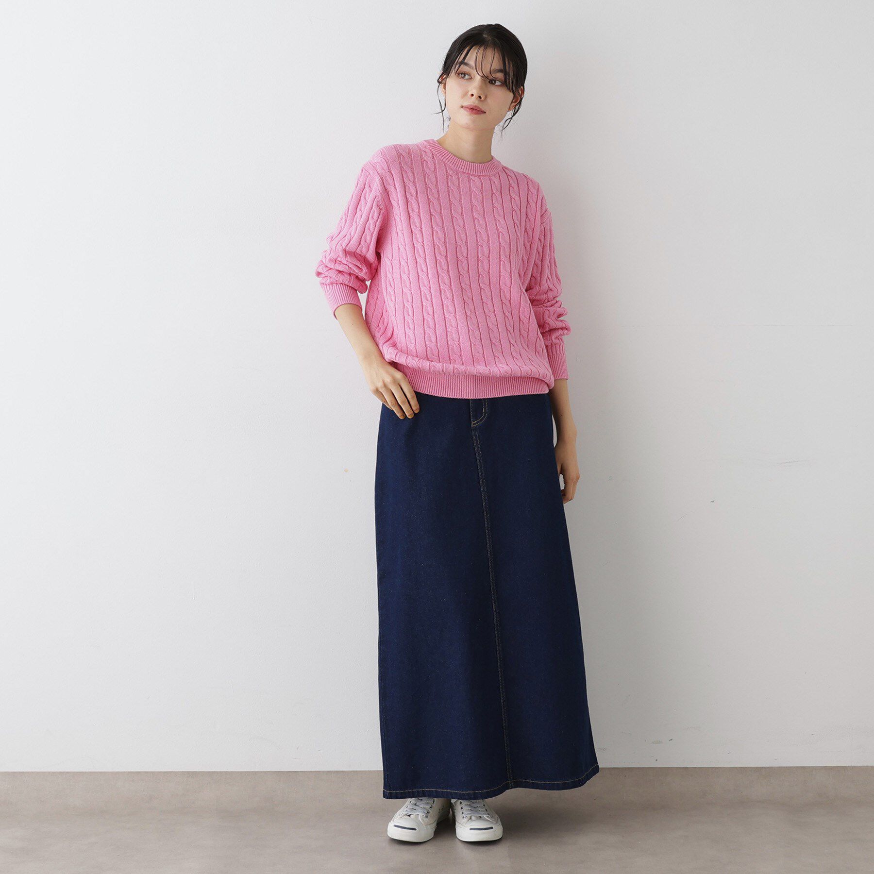 Dessin「【ユニセックス・洗える】クルーネックケーブルニット」|ニット・セーター|