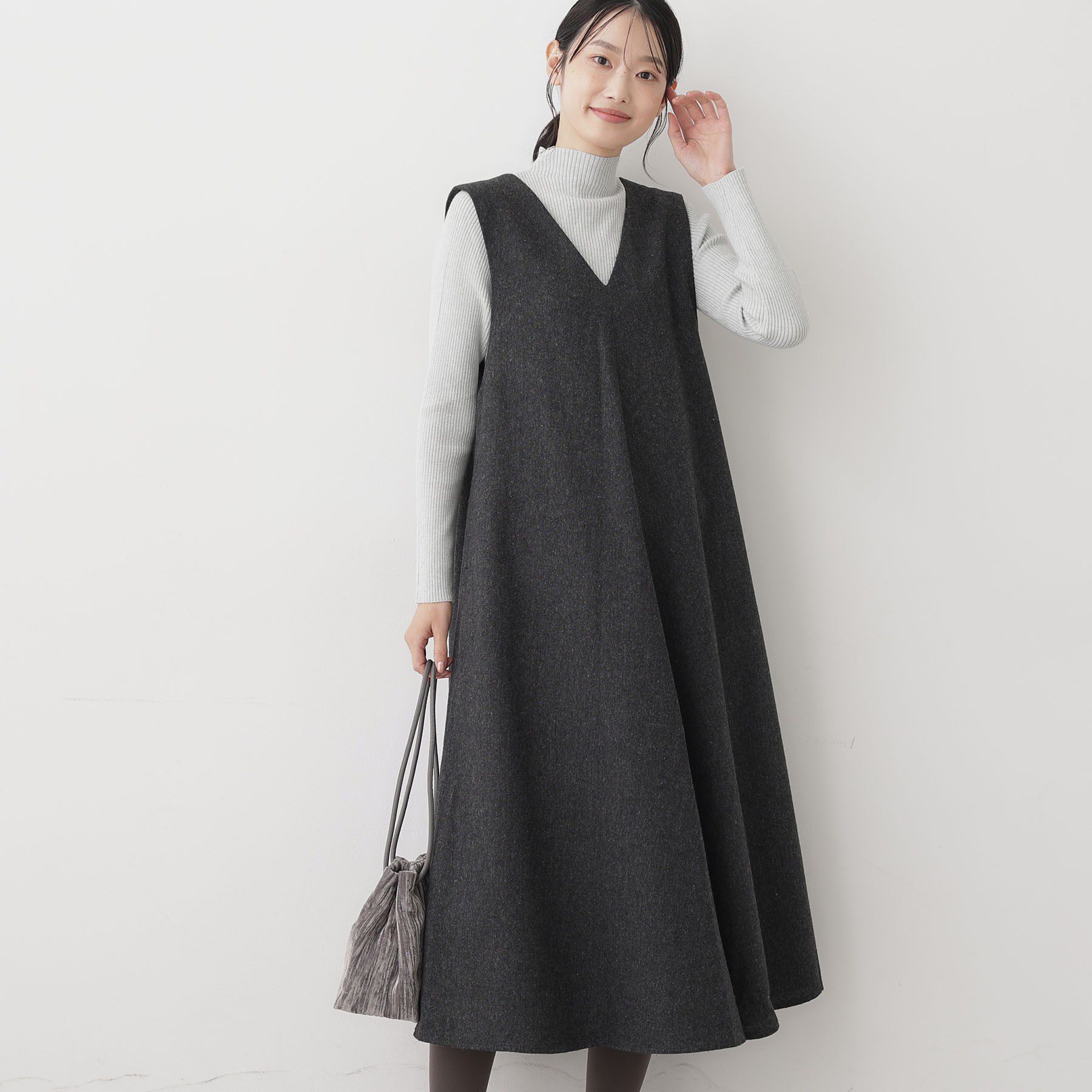 Dessin「【洗える】Vネックジャンパースカート」|ワンピース|