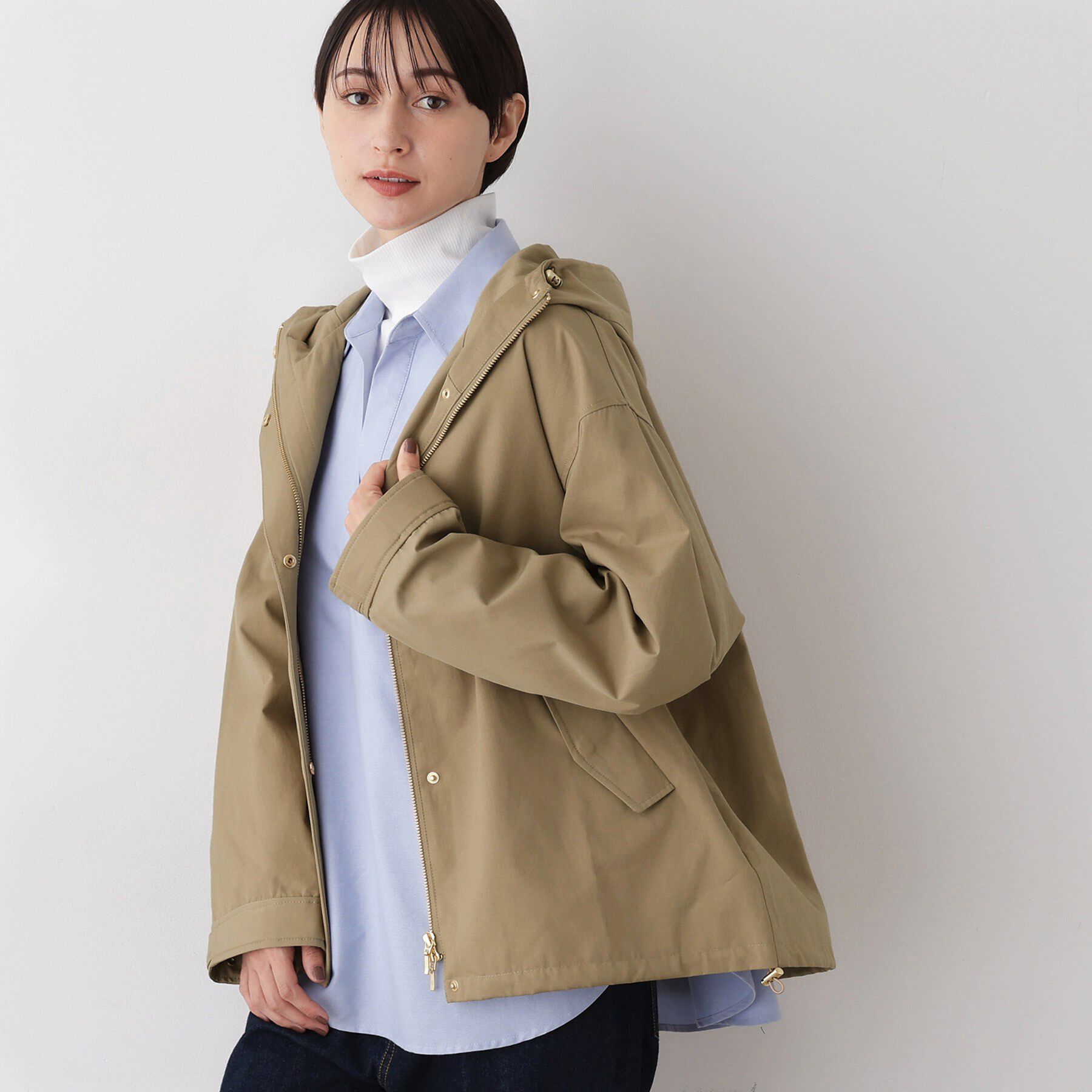 Dessin「【洗える】裾ドローコード付きマウンテンパーカ」|その他|グレージュ(050)