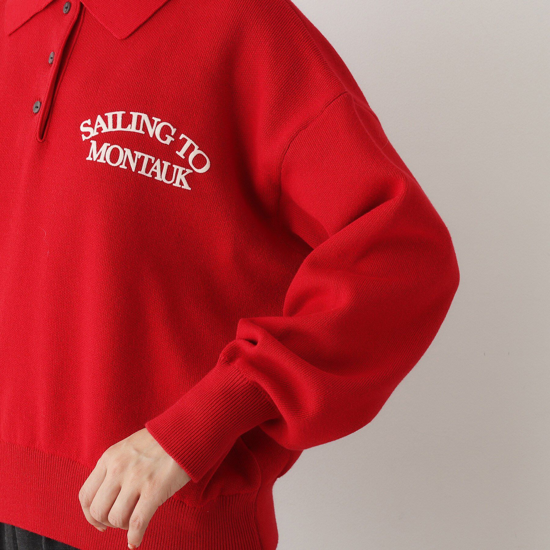 Dessin「【洗える】フロッキーロゴ入り襟付きニット」|ニット・セーター|