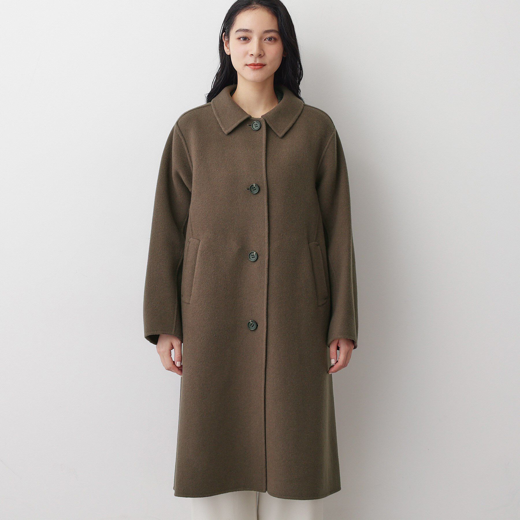 Dessin「【洗える】ウール混リバーメルトンロングコート」|ステンカラーコート|