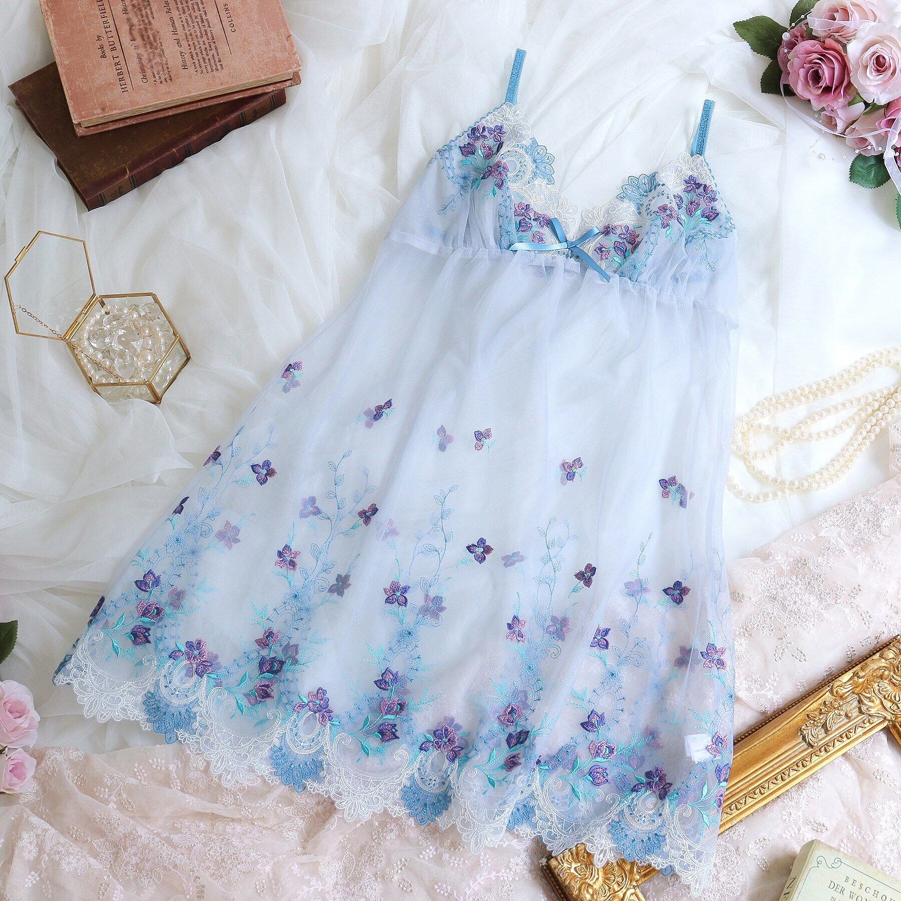 Risa Magli「アリーシャ スリップ」|キャミソール|ブルー(092)