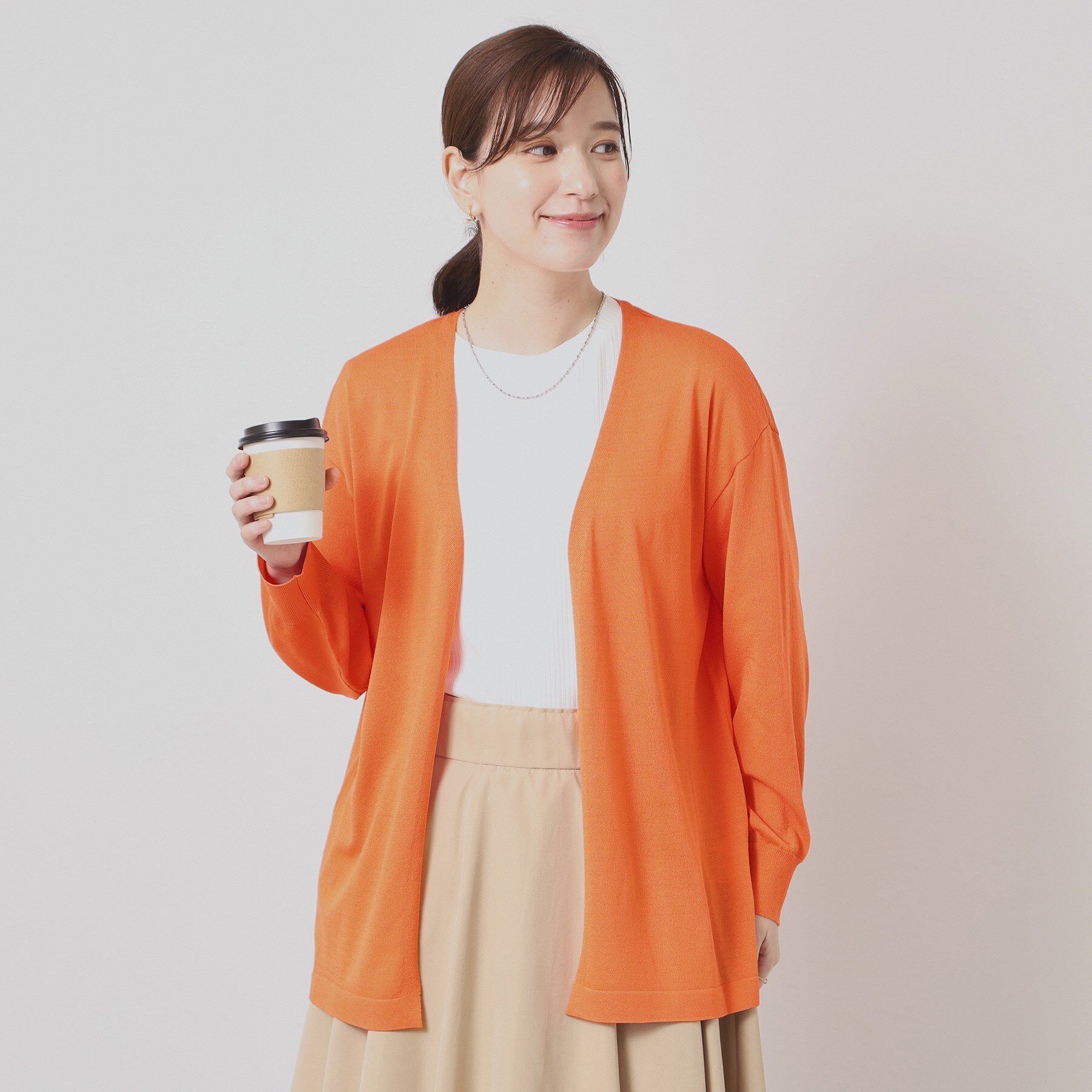 ITS&rsquo;DEMO「【UVケア／接触冷感／毛玉防止／手洗い可】着流しニットカーディガン」|カーディガン|オレンジ(067)