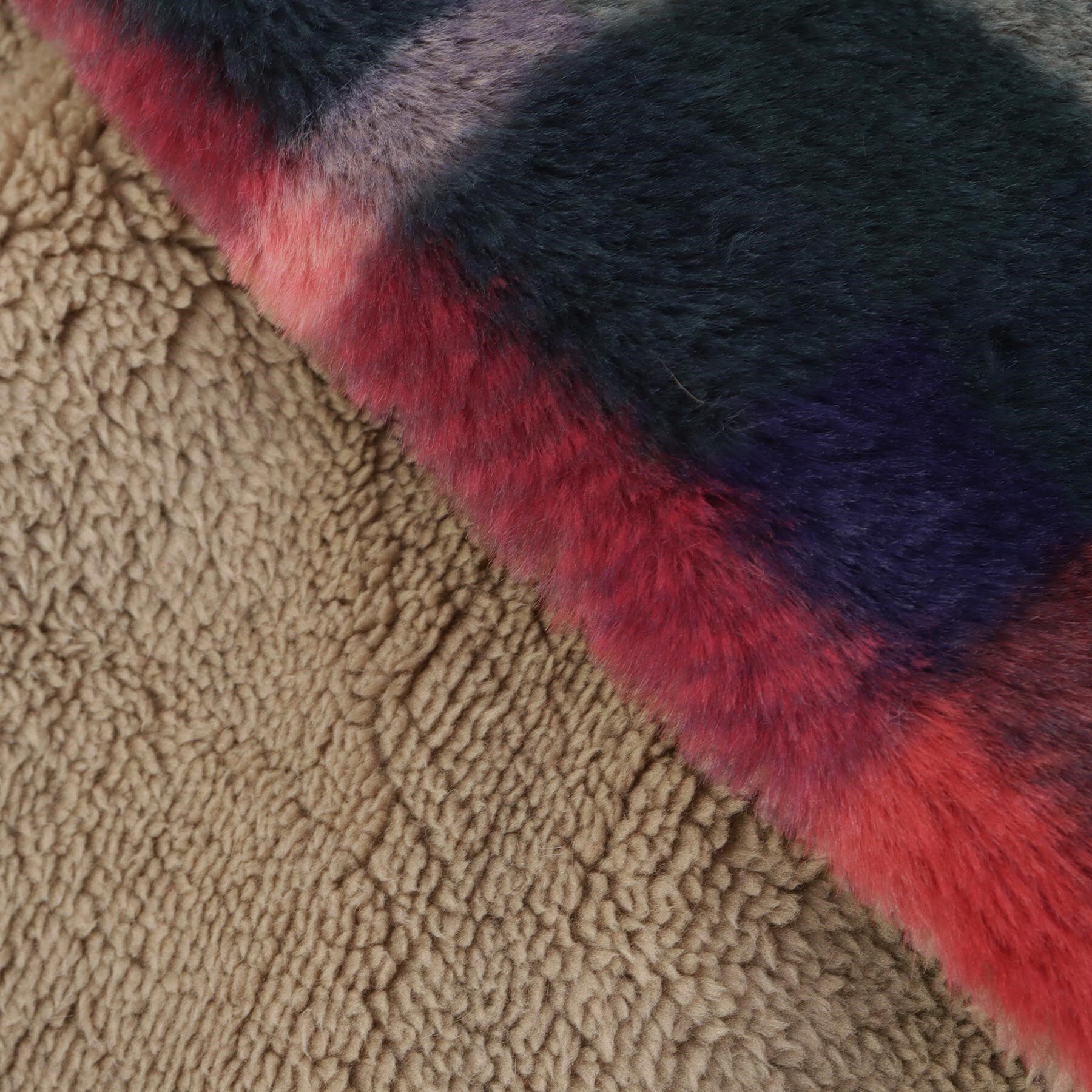 212 KITCHEN STORE「チェックファー ポンチョ レッド」|ブランケット|