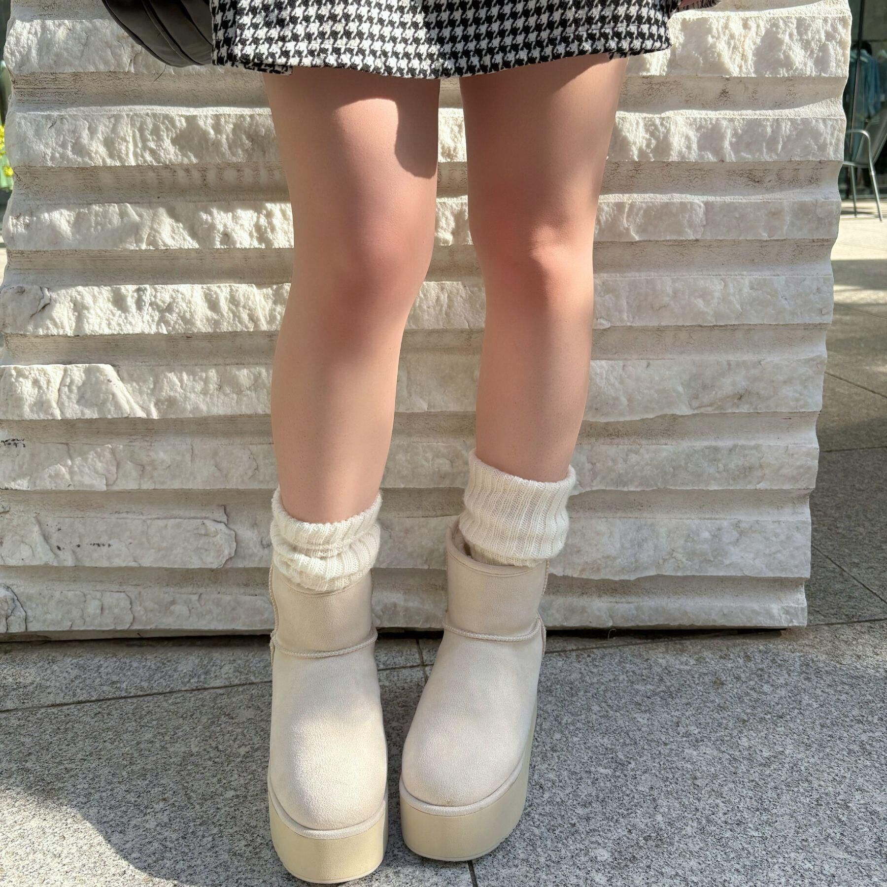 ESPERANZA「【EC先行販売】フェイクファー付き2WAYムートン調ブーツ」|ショートブーツ|