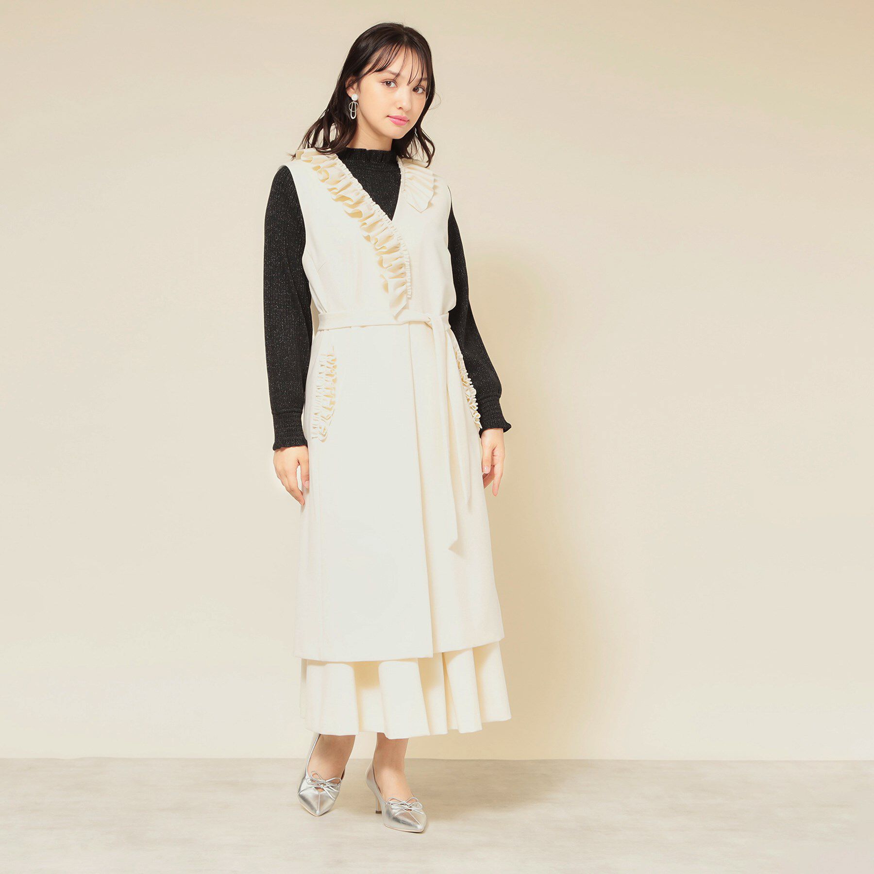 SunaUna「【COLLECTION LINE】フリルスリーブレスジレ」|ベスト・ジレ|