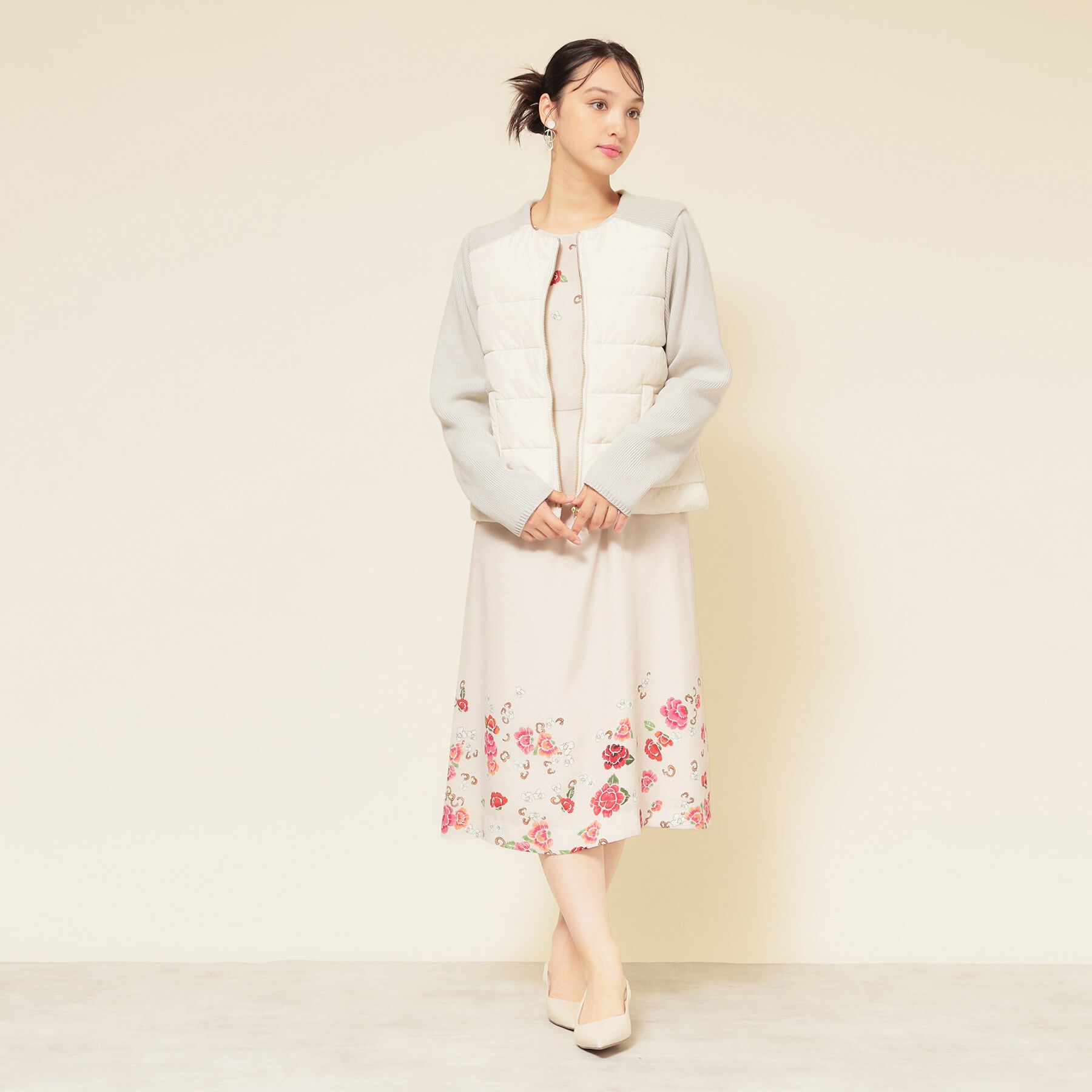 SunaUna「【中綿／キルト】ノーカラーブルゾン」|ノーカラージャケット|