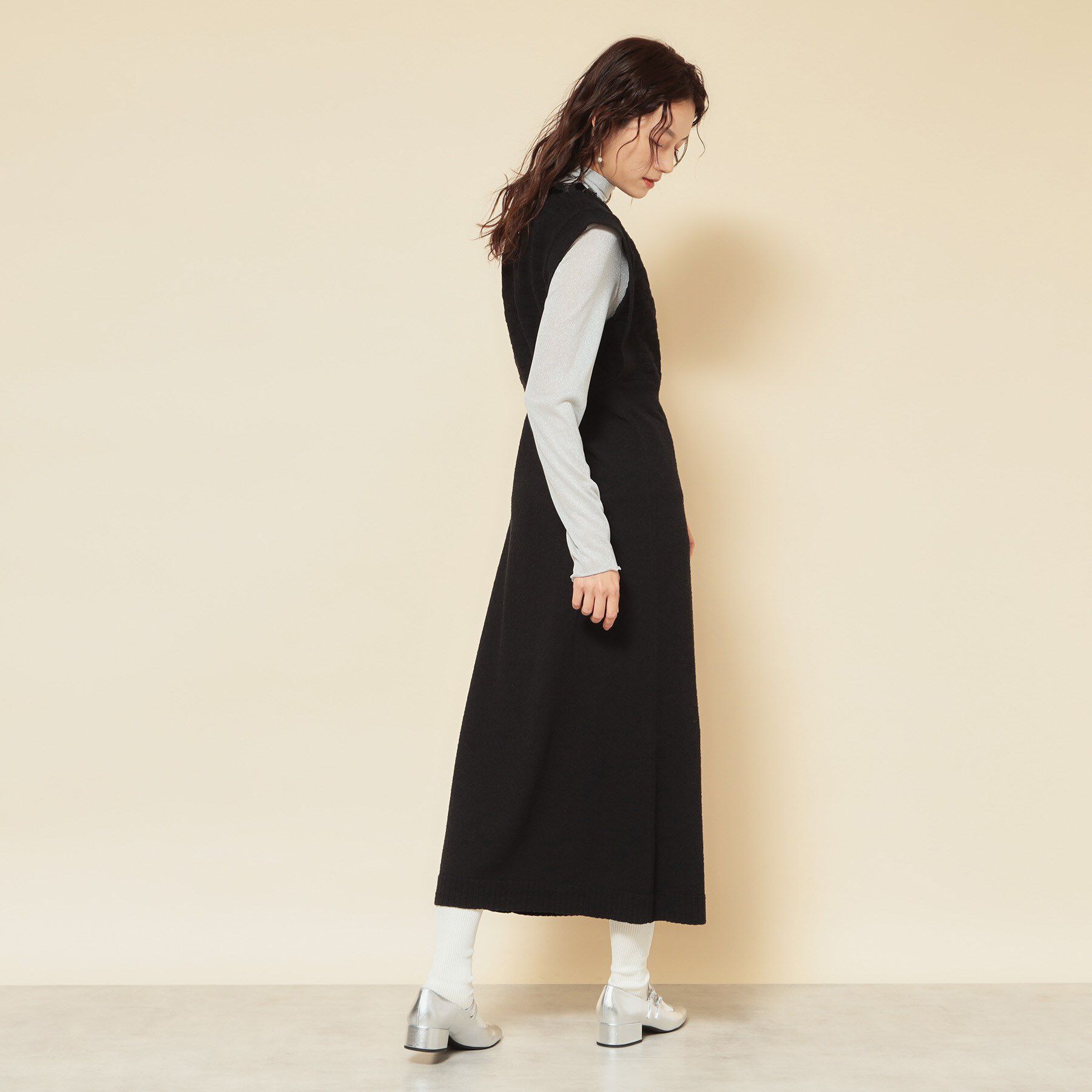 SunaUna「【COLLECTION LINE】スパンコールニットジャンドレ」|ワンピース|