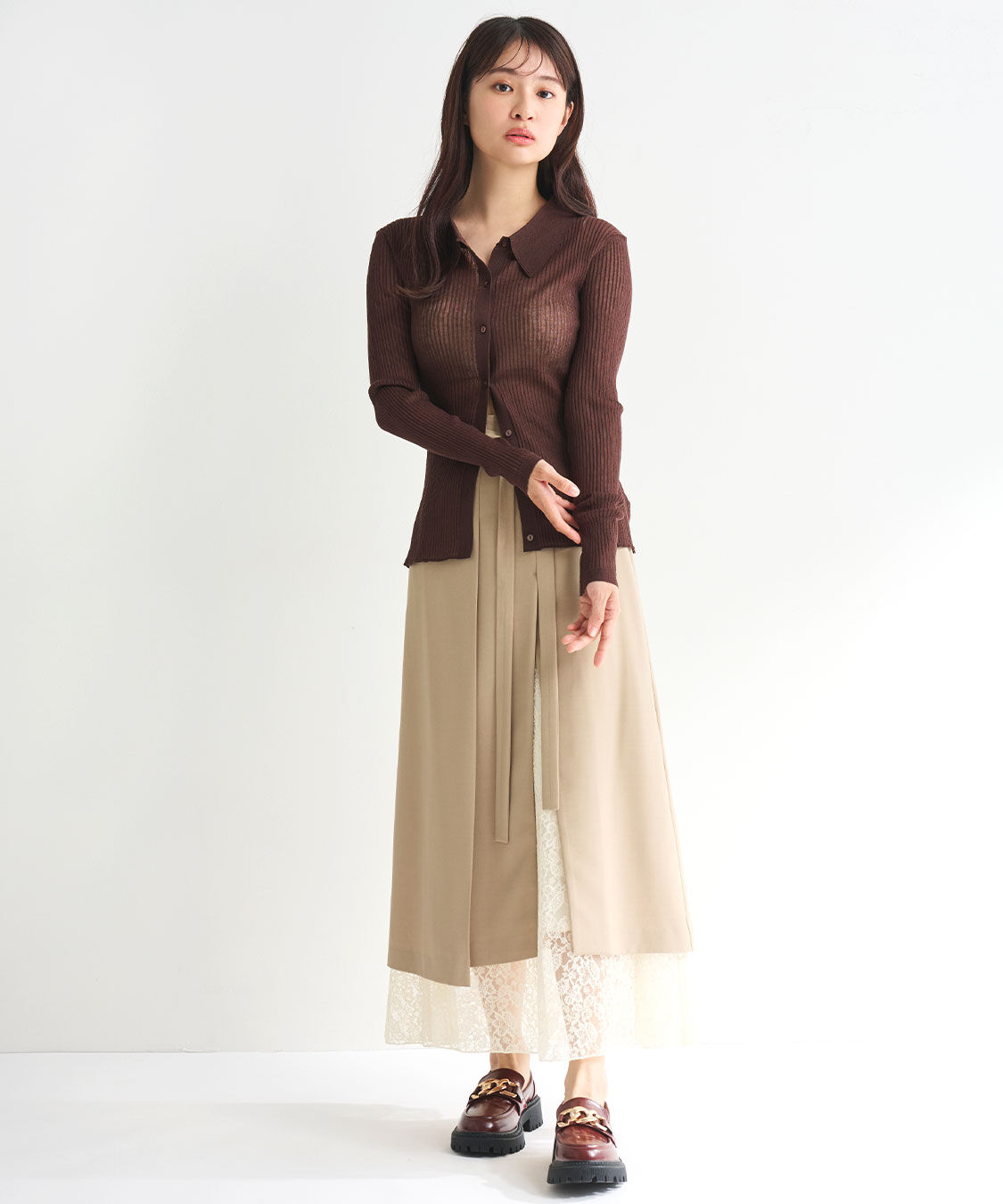 COCO DEAL「レースレイヤードナロースカート」|スカート|