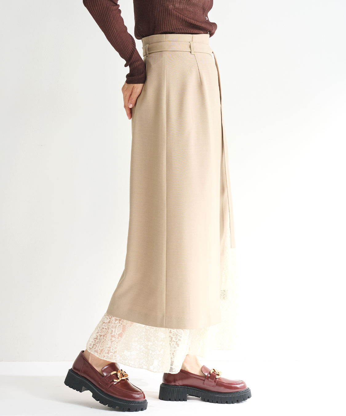 COCO DEAL「レースレイヤードナロースカート」|スカート|