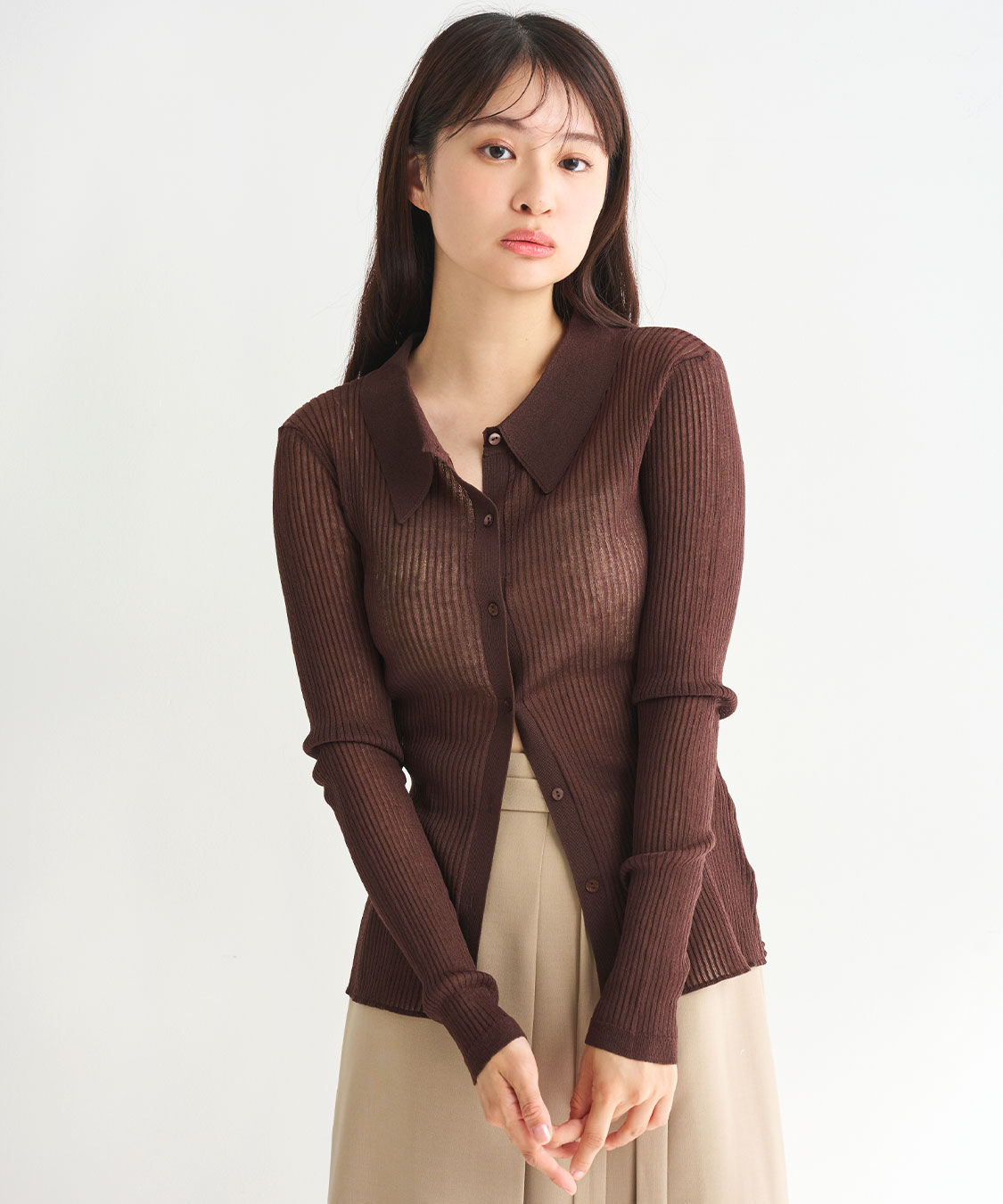 COCO DEAL「シアーニットシャツ」|シャツ・ブラウス|