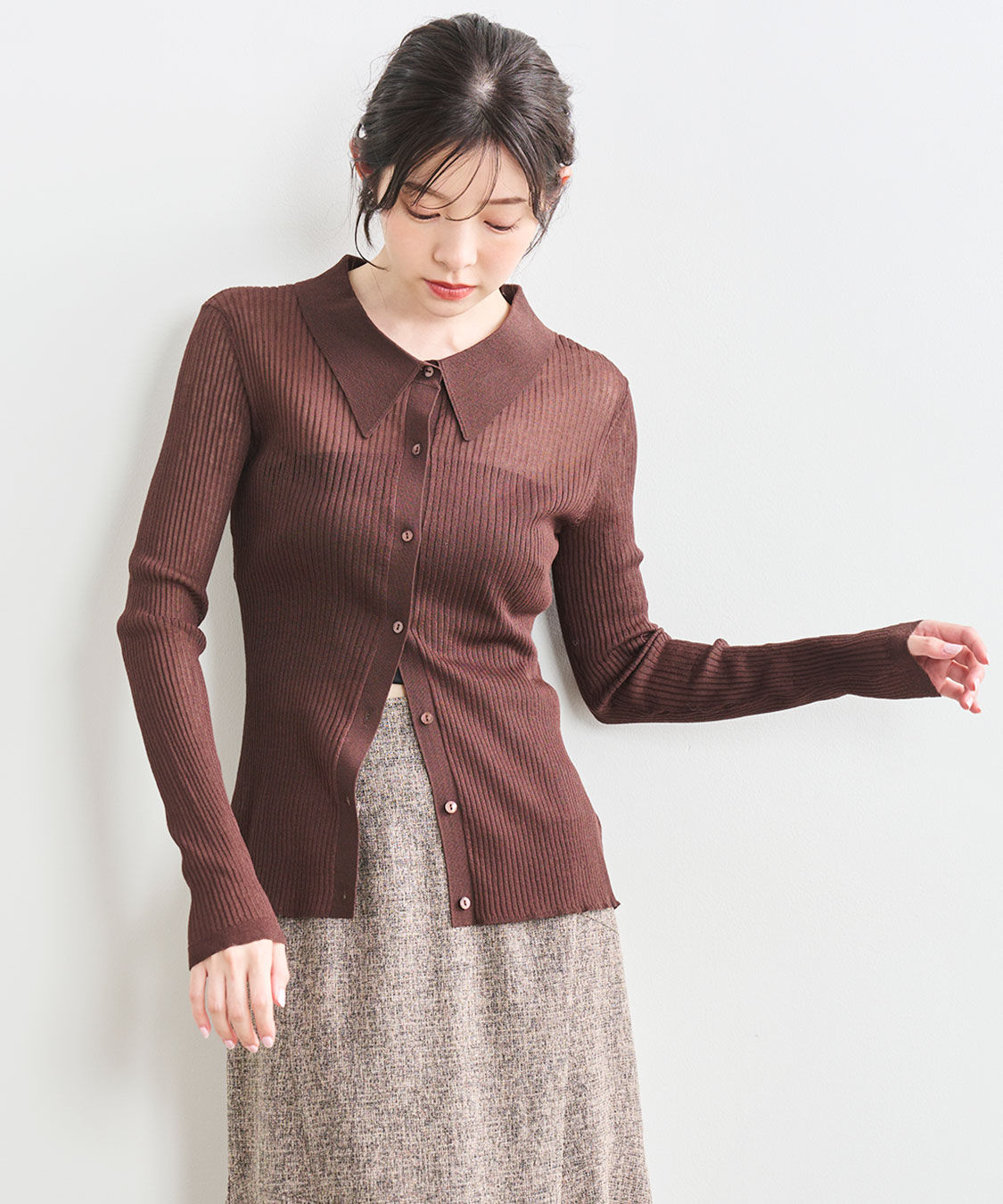 COCO DEAL「シアーニットシャツ」|シャツ・ブラウス|