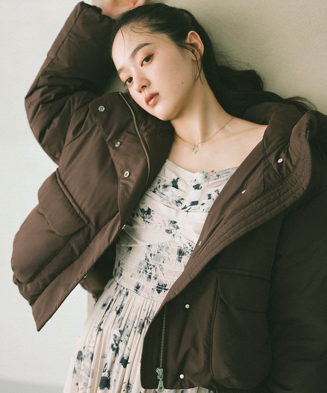 COCO DEAL「ショートフードダウンコート」|ダウン|ブラウン