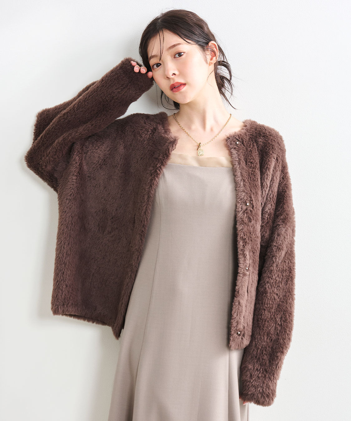 COCO DEAL「ダブルフェイスフェザーニットアウター」|その他|