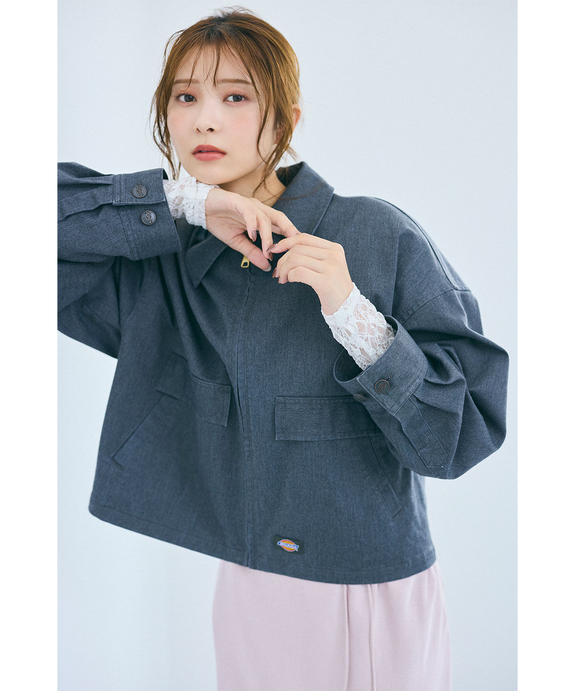 COCO DEAL「《COCO DEAL/Dickies(R)》ショートジップブルゾン」|ブルゾン・スタジャン|ヘザーグレー