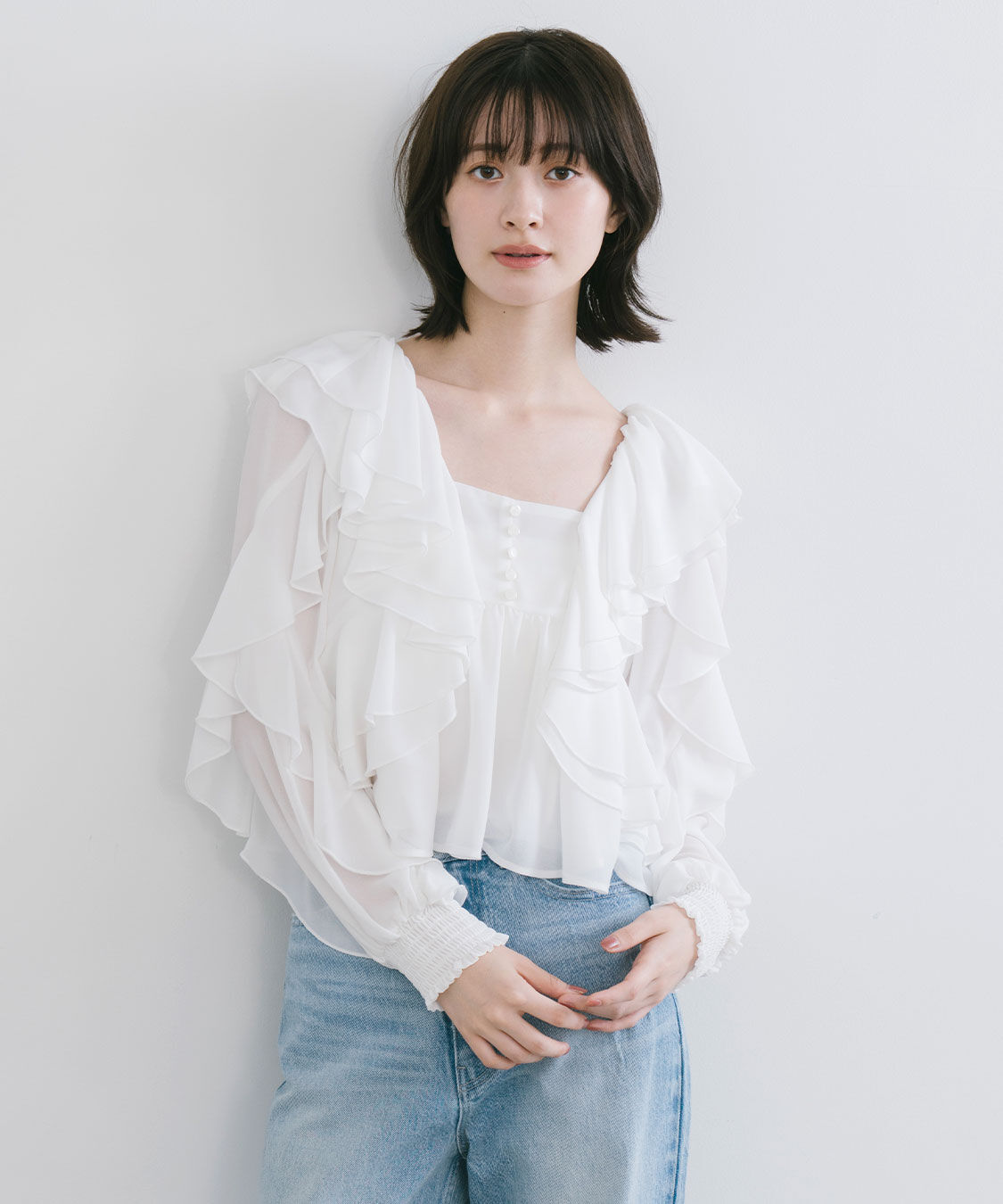 COCO DEAL「シフォンフリルブラウス」|シャツ・ブラウス|オフ