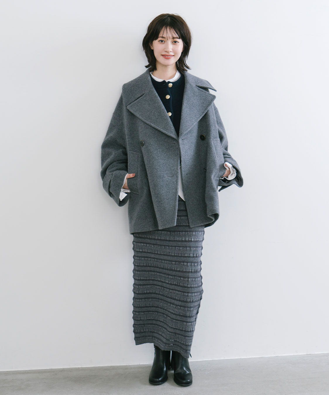 COCO DEAL「フリルボーダーニットタイトスカート」|タイト|