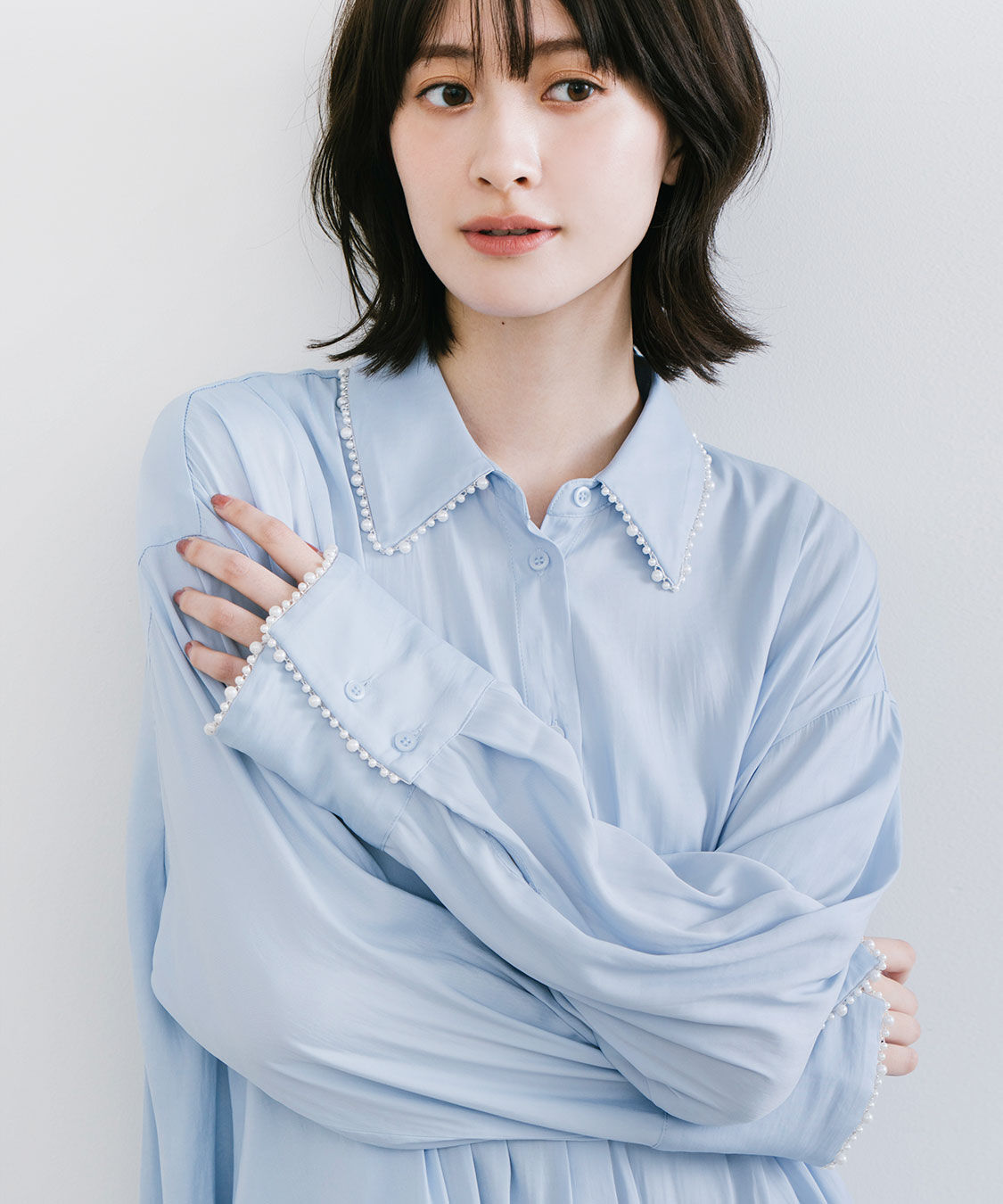 COCO DEAL「パールモチーフペプラムシャツ」|シャツ・ブラウス|