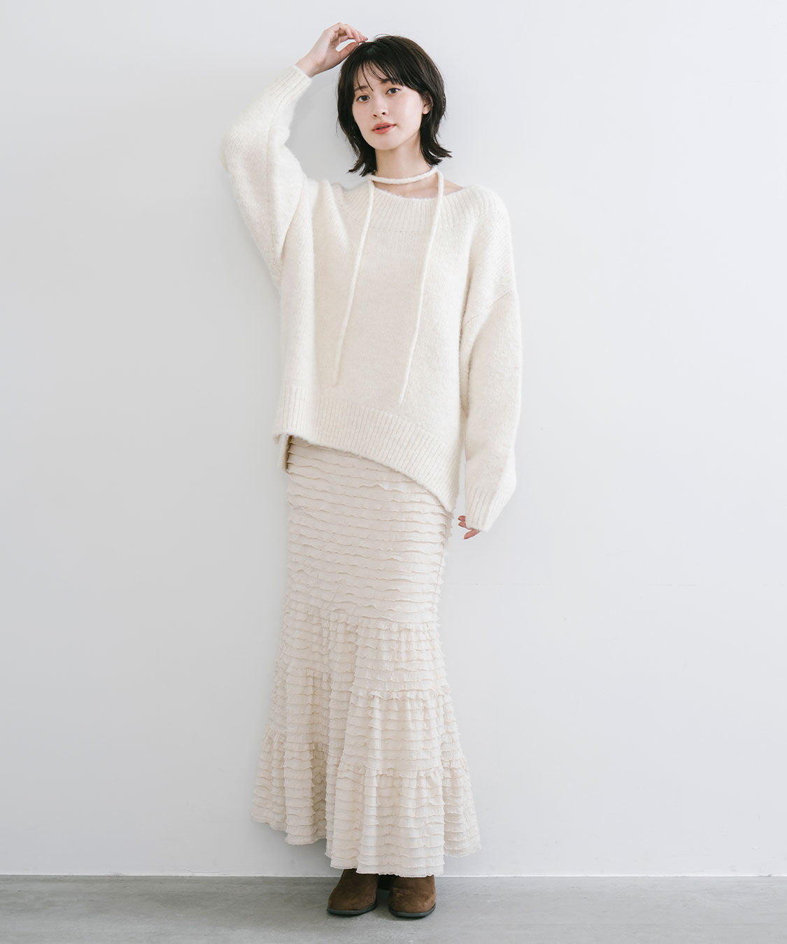 COCO DEAL「オフショルニット&times;フリルティアードスカート」|スカート|