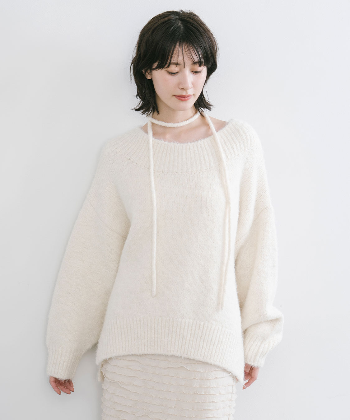 COCO DEAL「オフショルニット&times;フリルティアードスカート」|スカート|