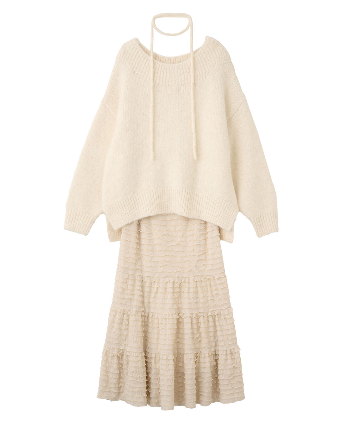 COCO DEAL「オフショルニット&times;フリルティアードスカート」|スカート|