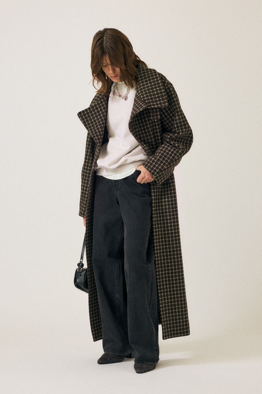 MOUSSY「STANDCOLLAR PLAID コクーンコート」|その他|