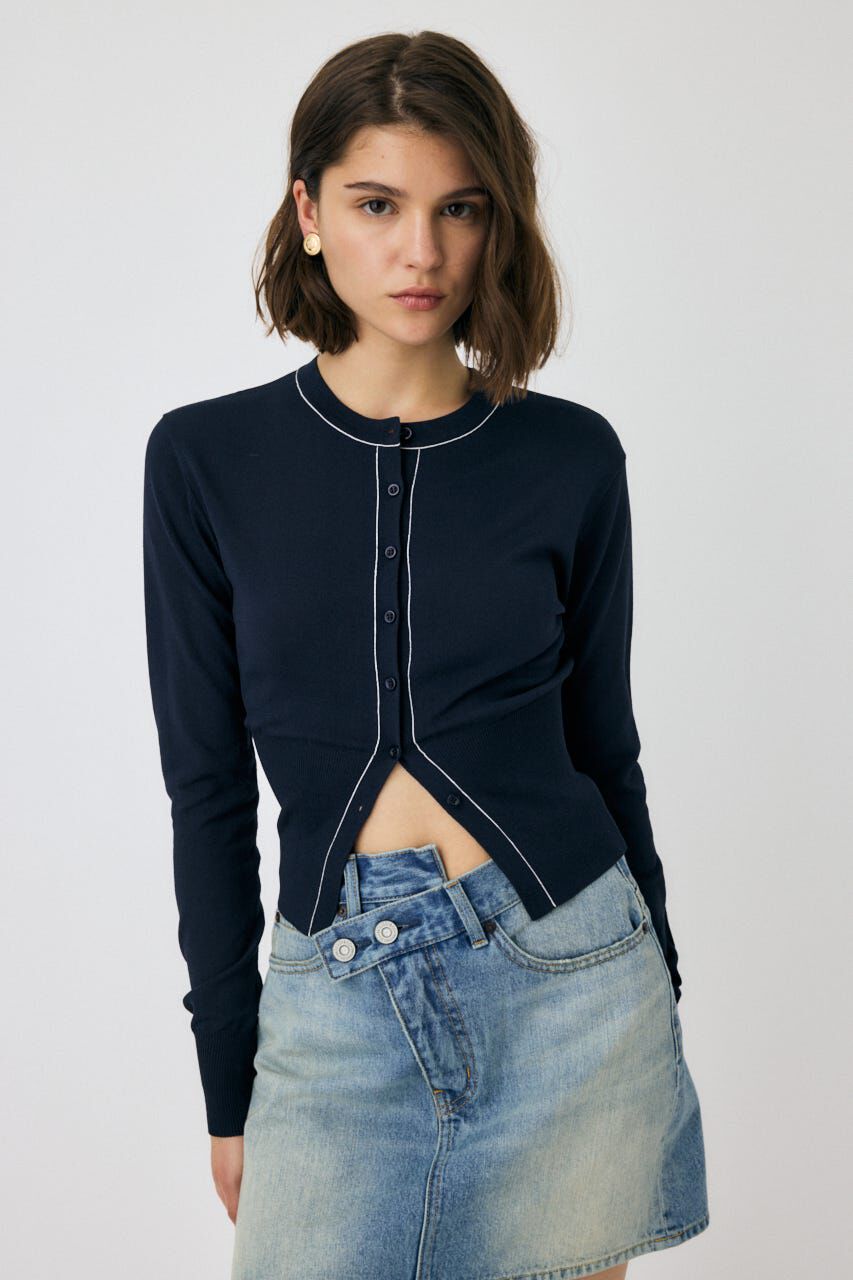 MOUSSY「COLOR STITCH カーディガン」|カーディガン|NVY