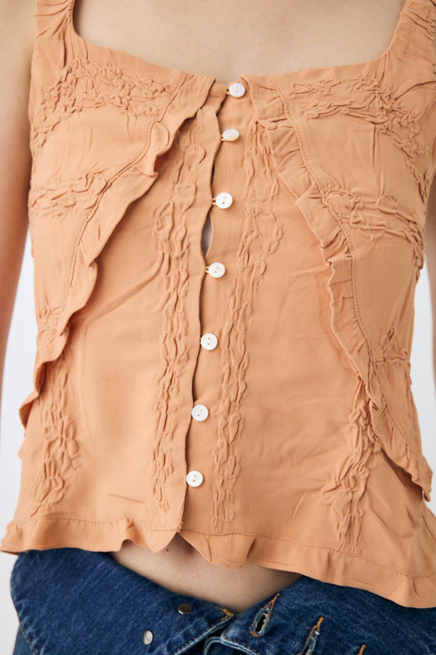 MOUSSY「BUTTON UP SMOCKING キャミ」|キャミソール|