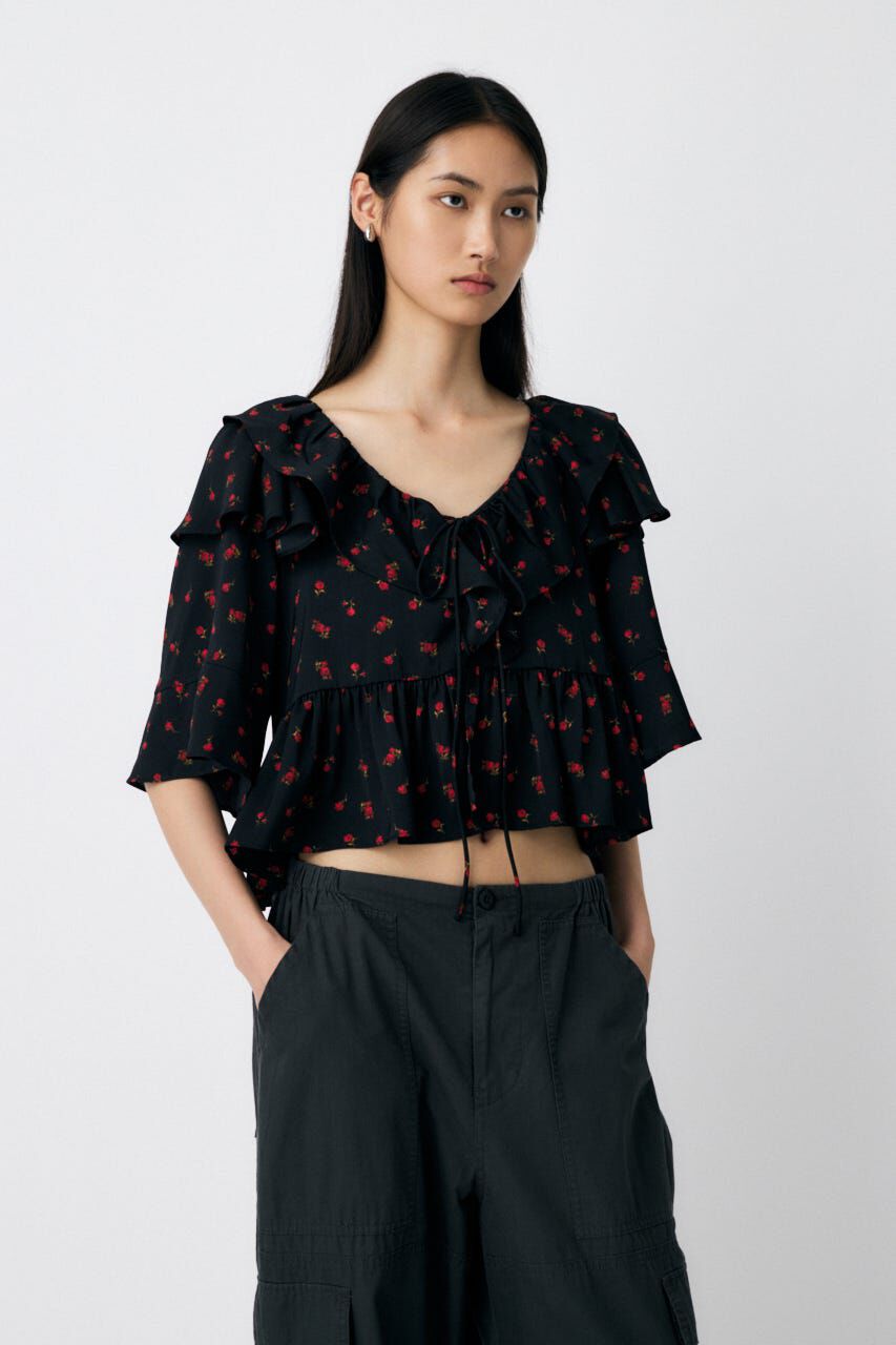MOUSSY「FLOWER PATTERN フリルトップス」|シャツ・ブラウス|