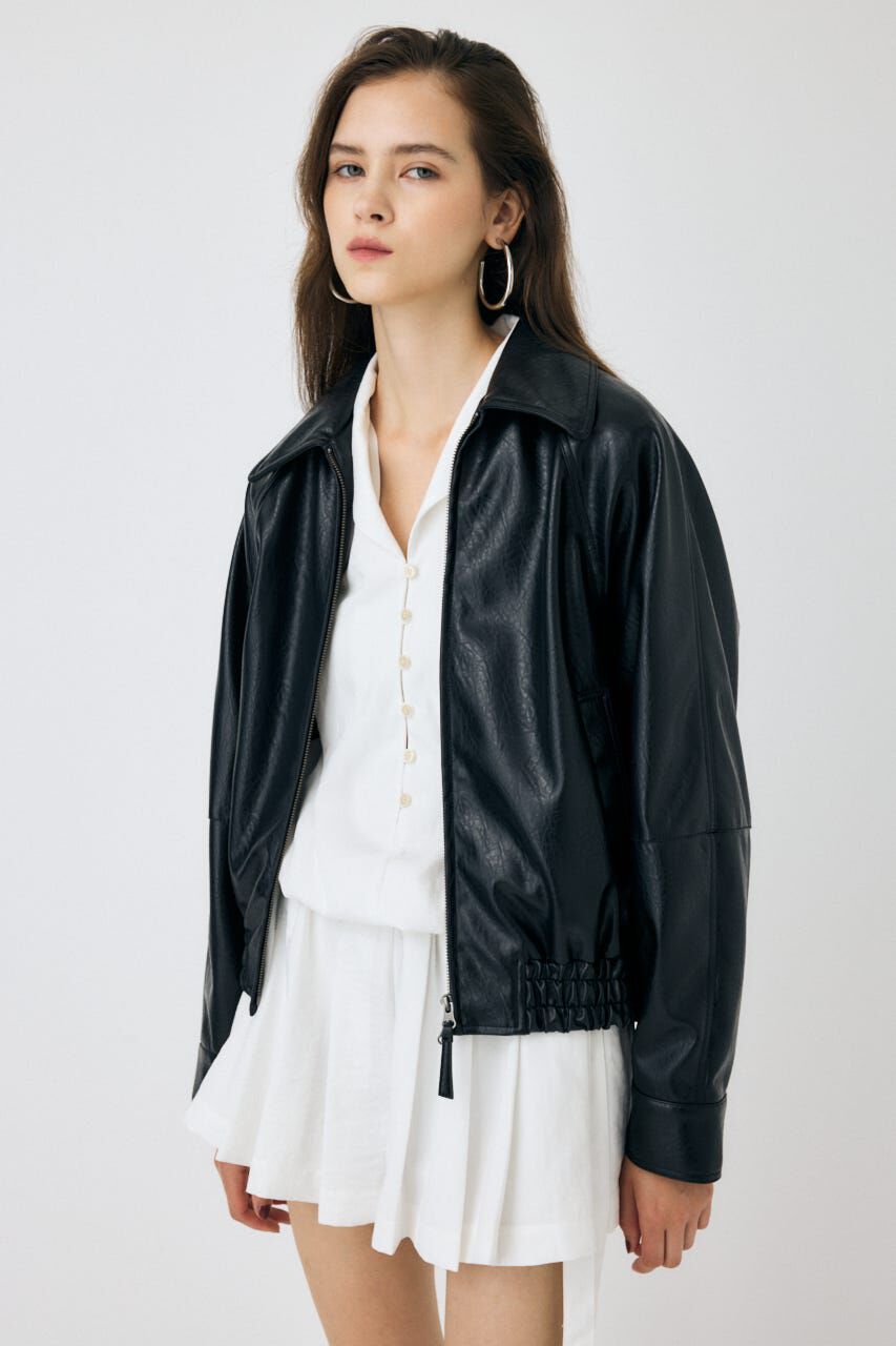 MOUSSY「F/LEATHER GATHER ブルゾン」|ブルゾン・スタジャン|