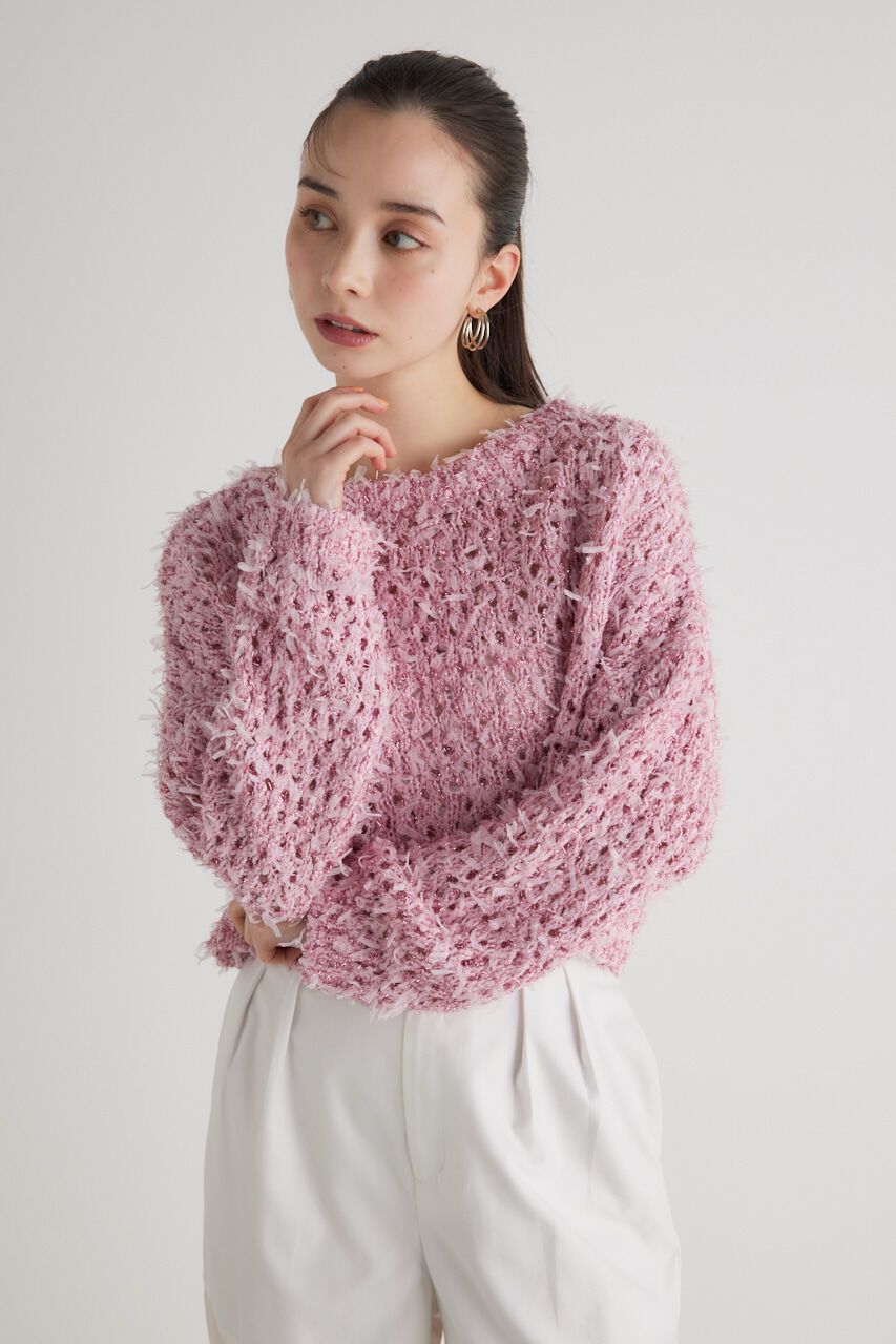 rienda「ラメシャギーメッシュKnit TOP」|ニット・セーター|