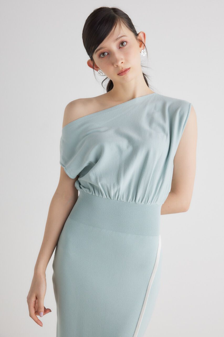 rienda「ラインデザインワンショルダーKnit OP」|ワンピース|