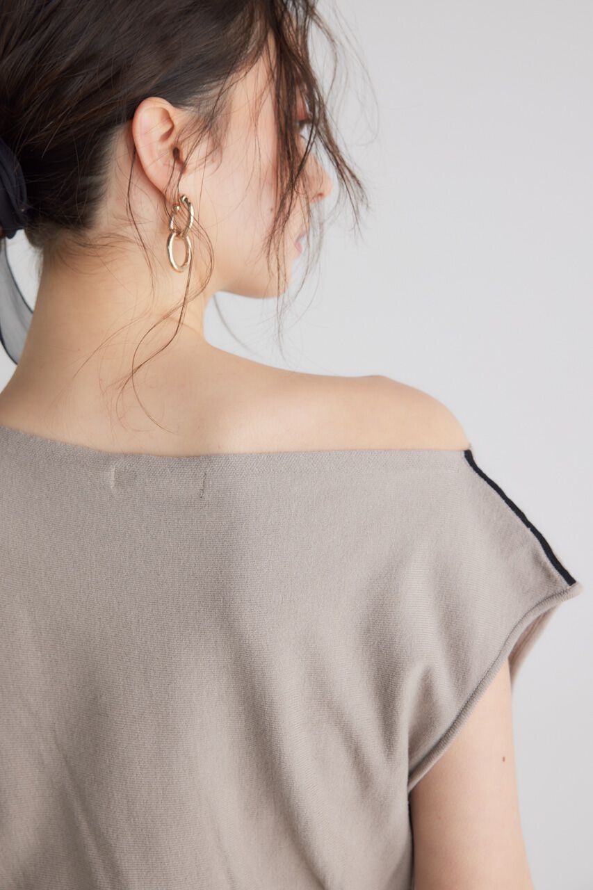 rienda「ラインデザインワンショルダーKnit OP」|ワンピース|