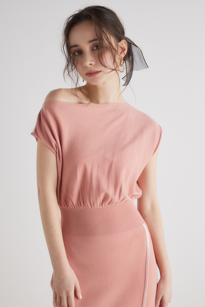 rienda「ラインデザインワンショルダーKnit OP」|ワンピース|