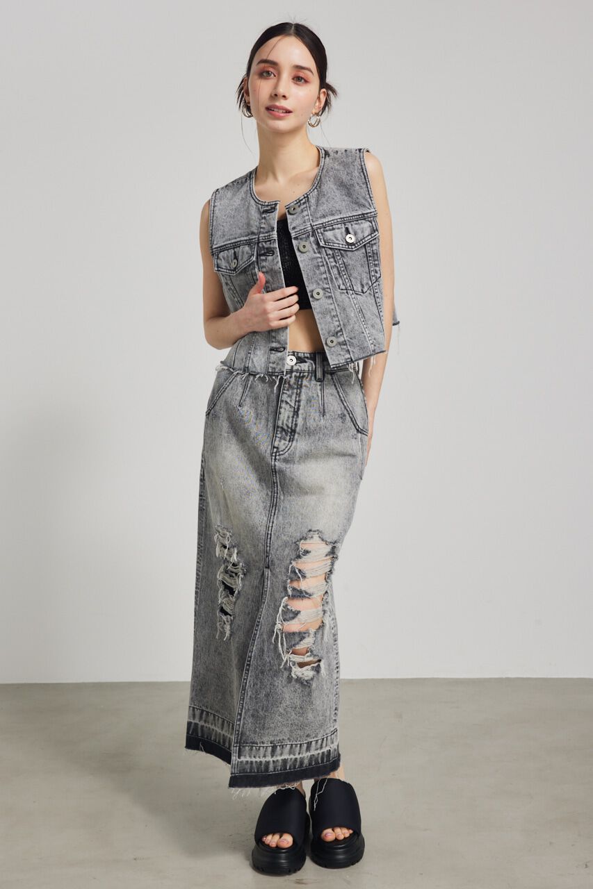 rienda「ダメージDENIM J/W SK」|スカート|L/GRY1