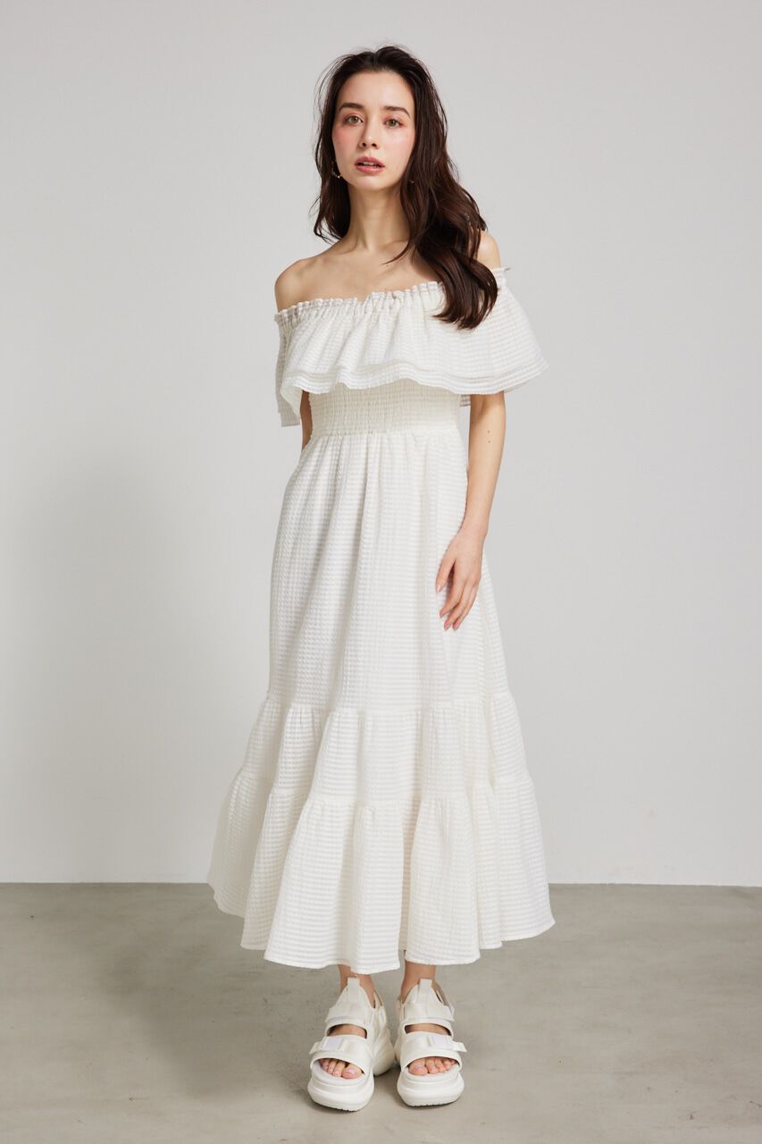 rienda「オフショルダーフリルフレアOP」|ワンピース|