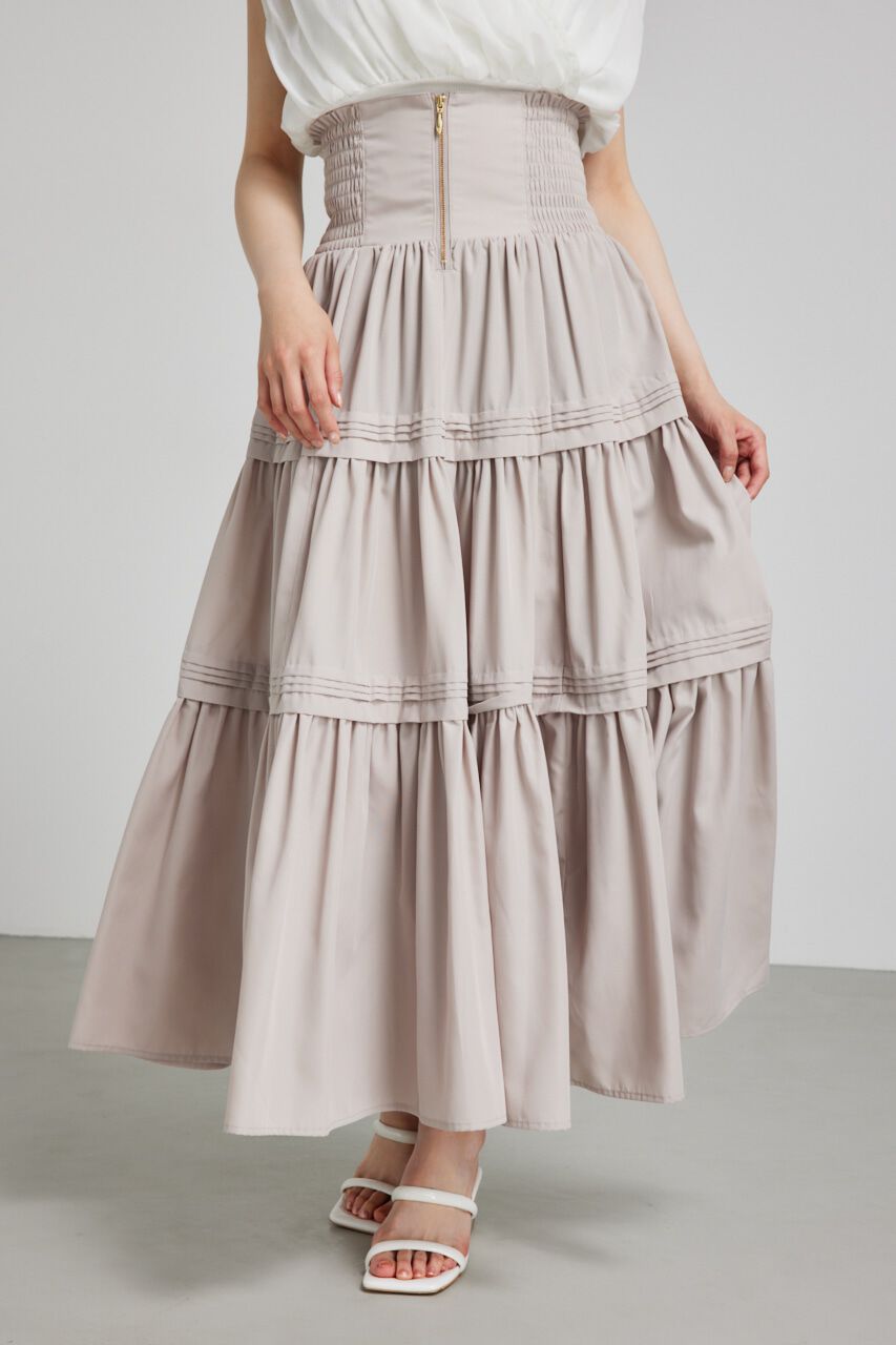 rienda「ウェストシャーリングタックデザインフレアスカート」|スカート|