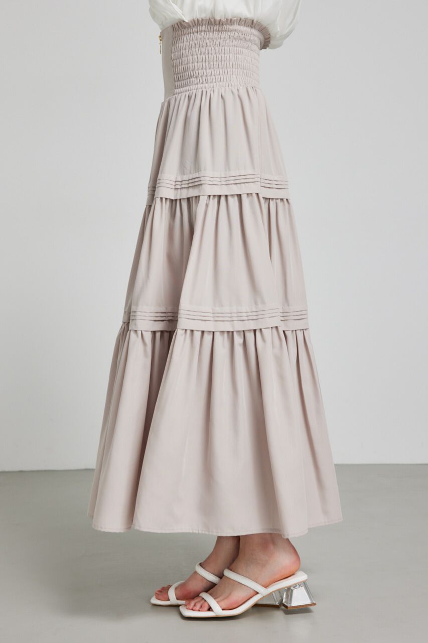 rienda「ウェストシャーリングタックデザインフレアスカート」|スカート|
