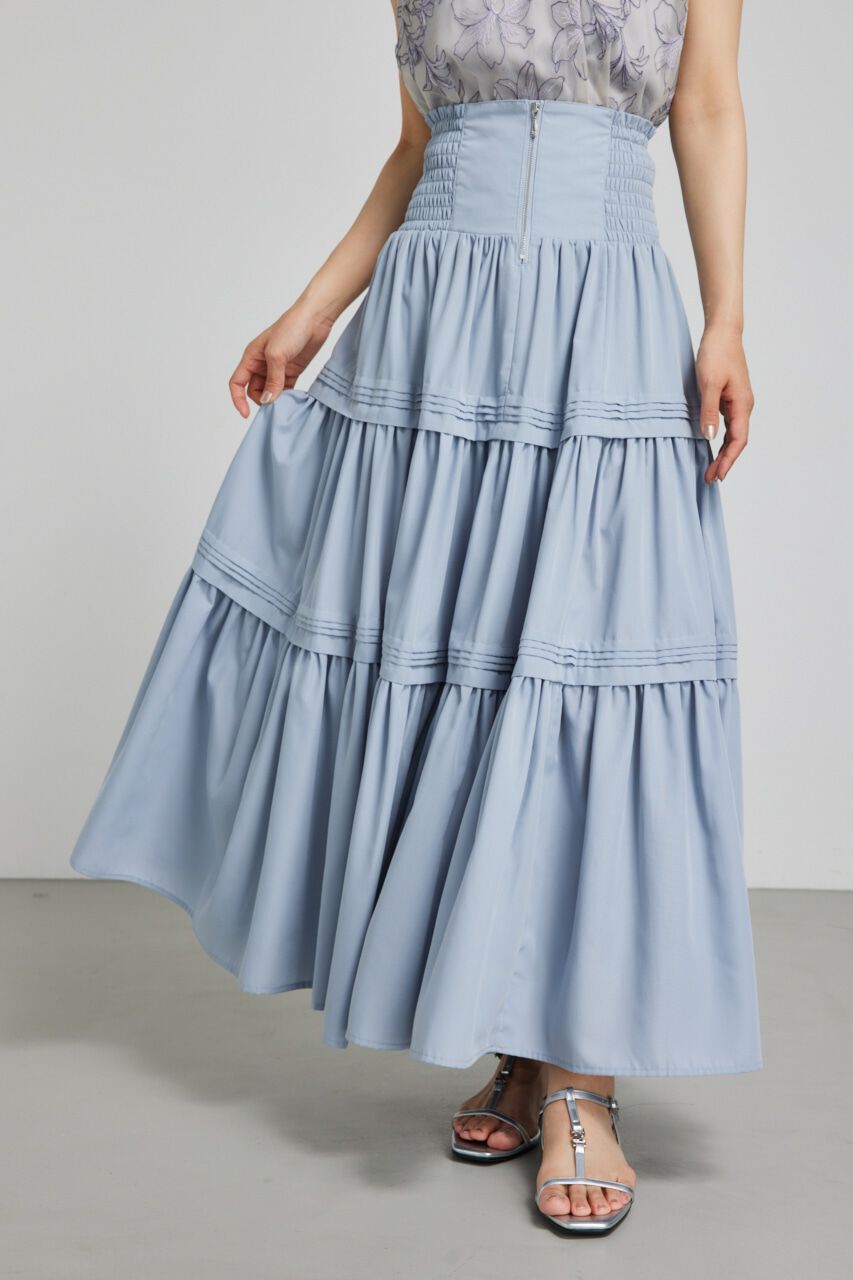 rienda「ウェストシャーリングタックデザインフレアスカート」|スカート|