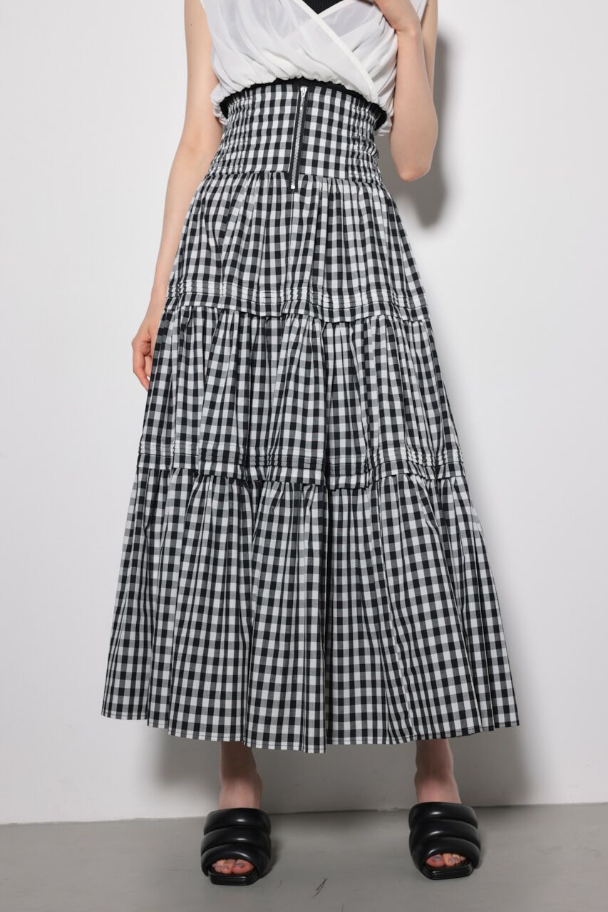 rienda「ウェストシャーリングタックデザインフレアスカート」|スカート|