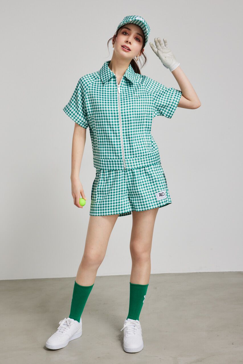 rienda「ギンガムチェックZIP UPブルゾン」|ブルゾン・スタジャン|