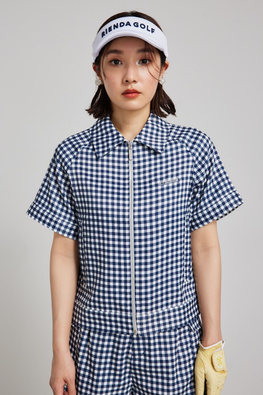 rienda「ギンガムチェックZIP UPブルゾン」|ブルゾン・スタジャン|