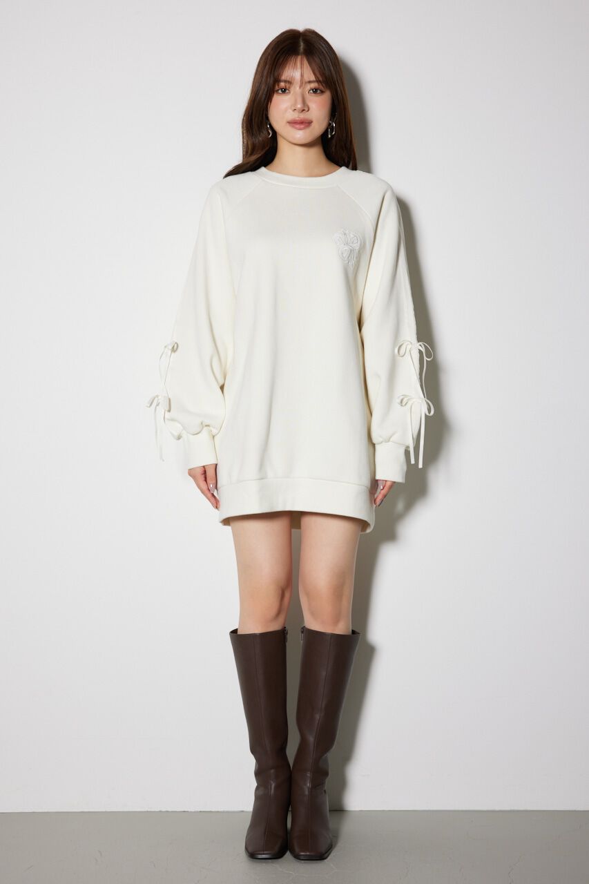 rienda「リボンスリーブ裏起毛ミニワンピース」|ワンピース|